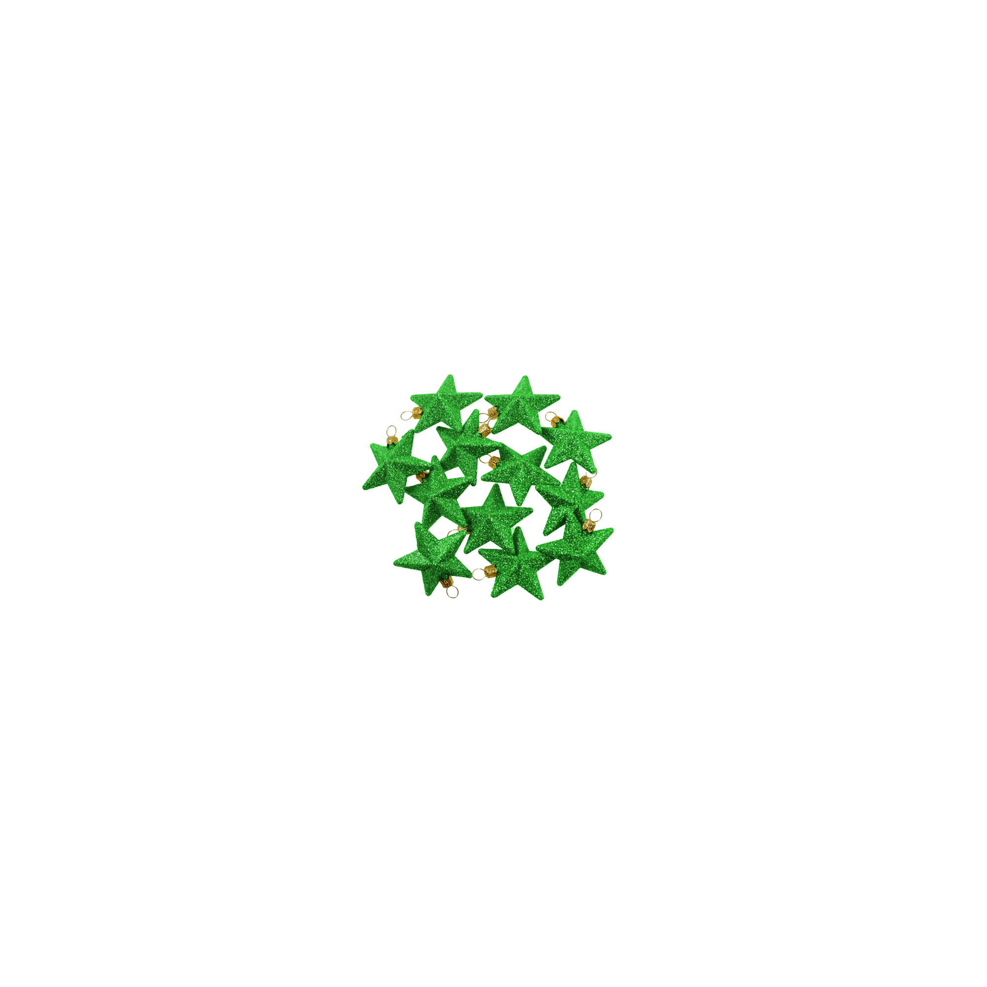 Csillag glitteres műa. 6cm s/12 zöld