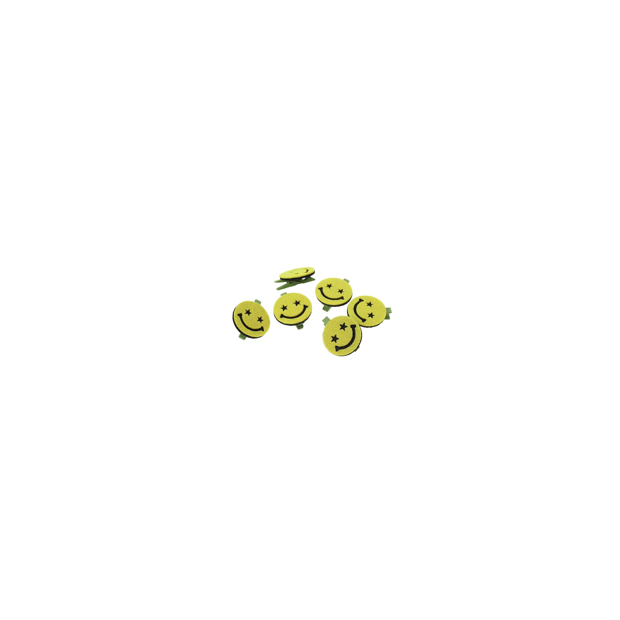Csipesz Smiley filc S/6 4*4cm sárga