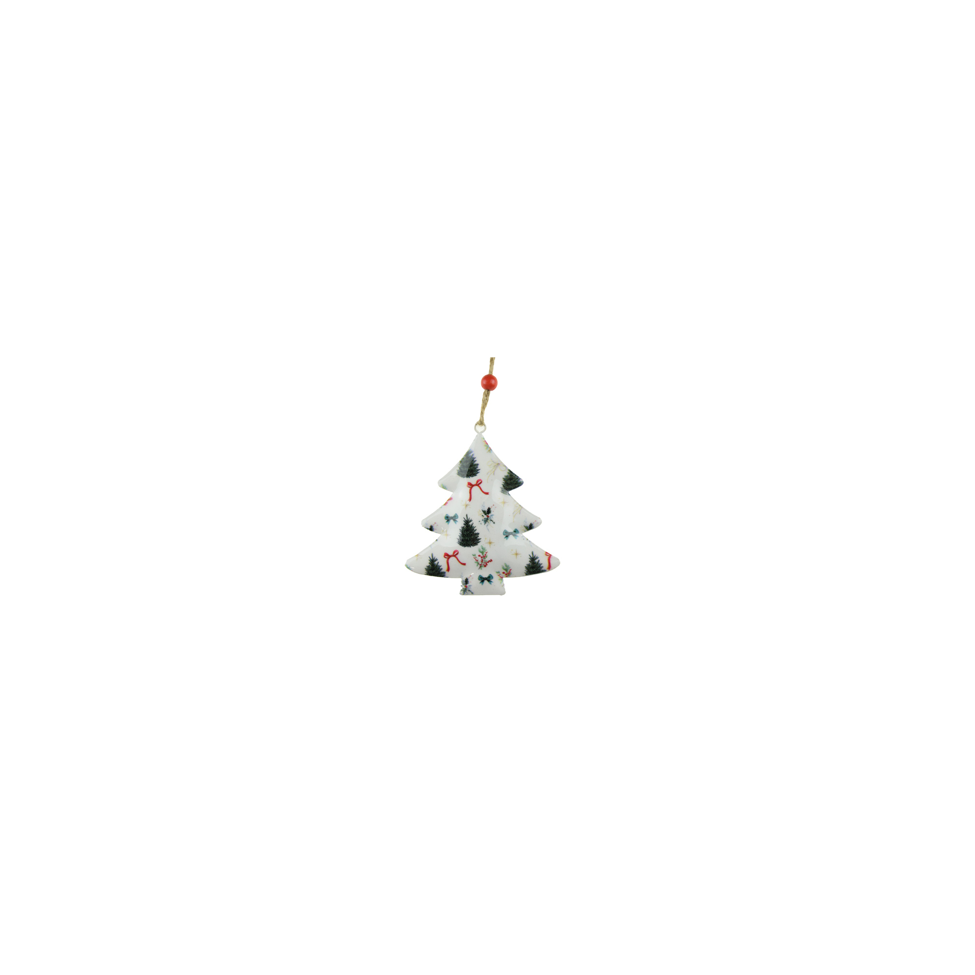 Dekor fenyőfa fém 8.5*1.2*9.5cm fehér