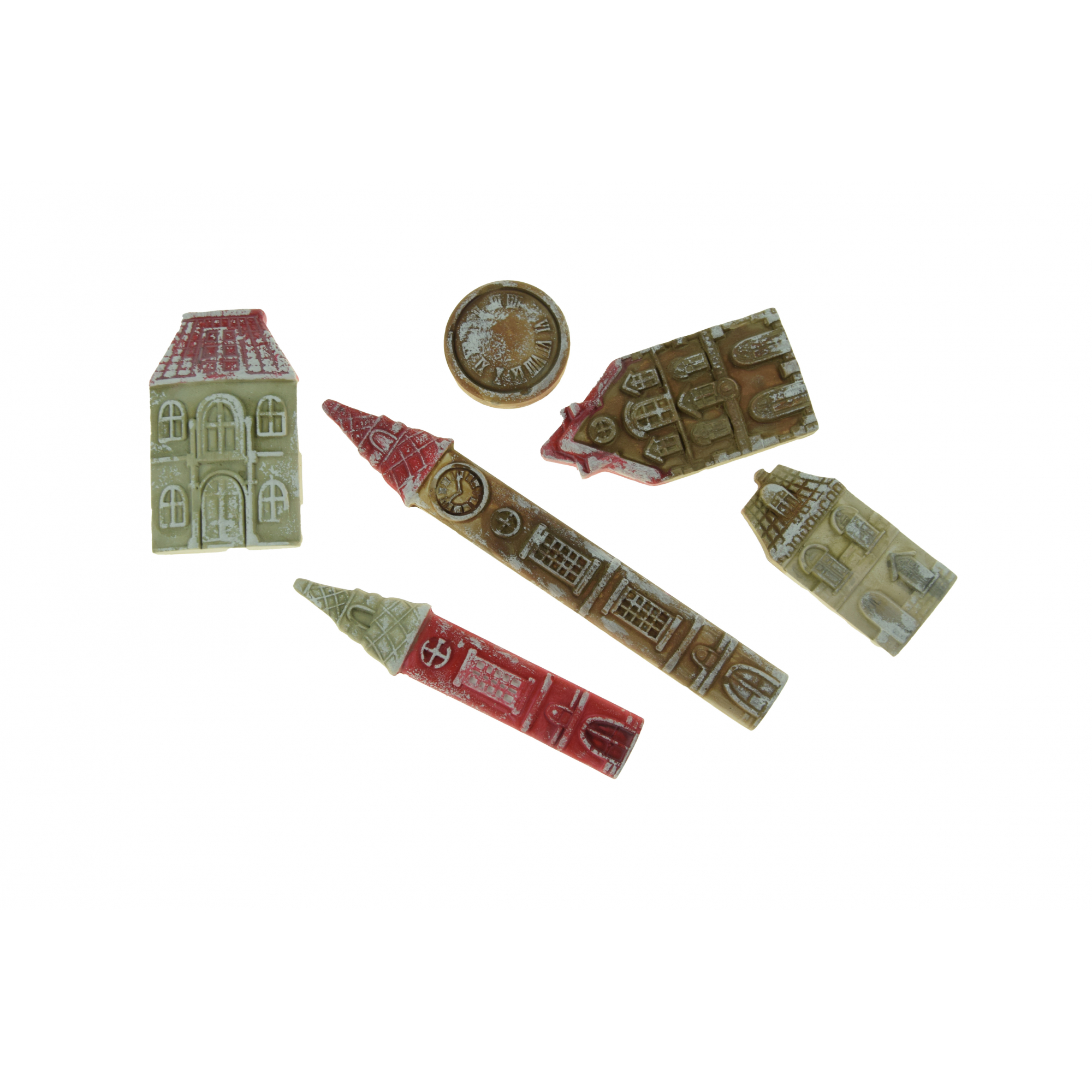 Dekor házak gipsz 2D 3-13cm s/6 színes