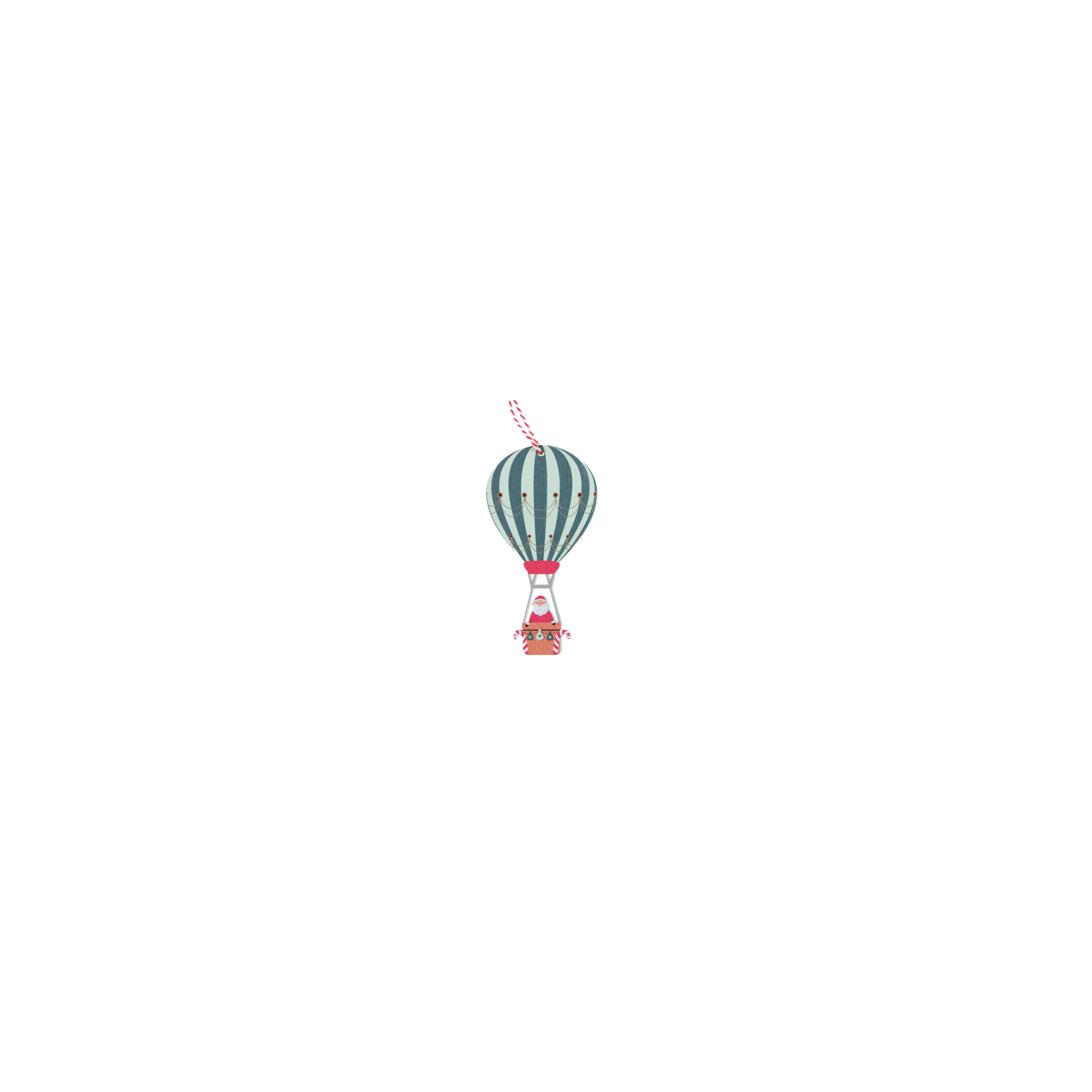 Dekor hőlégballon fa 10.5cm zöld