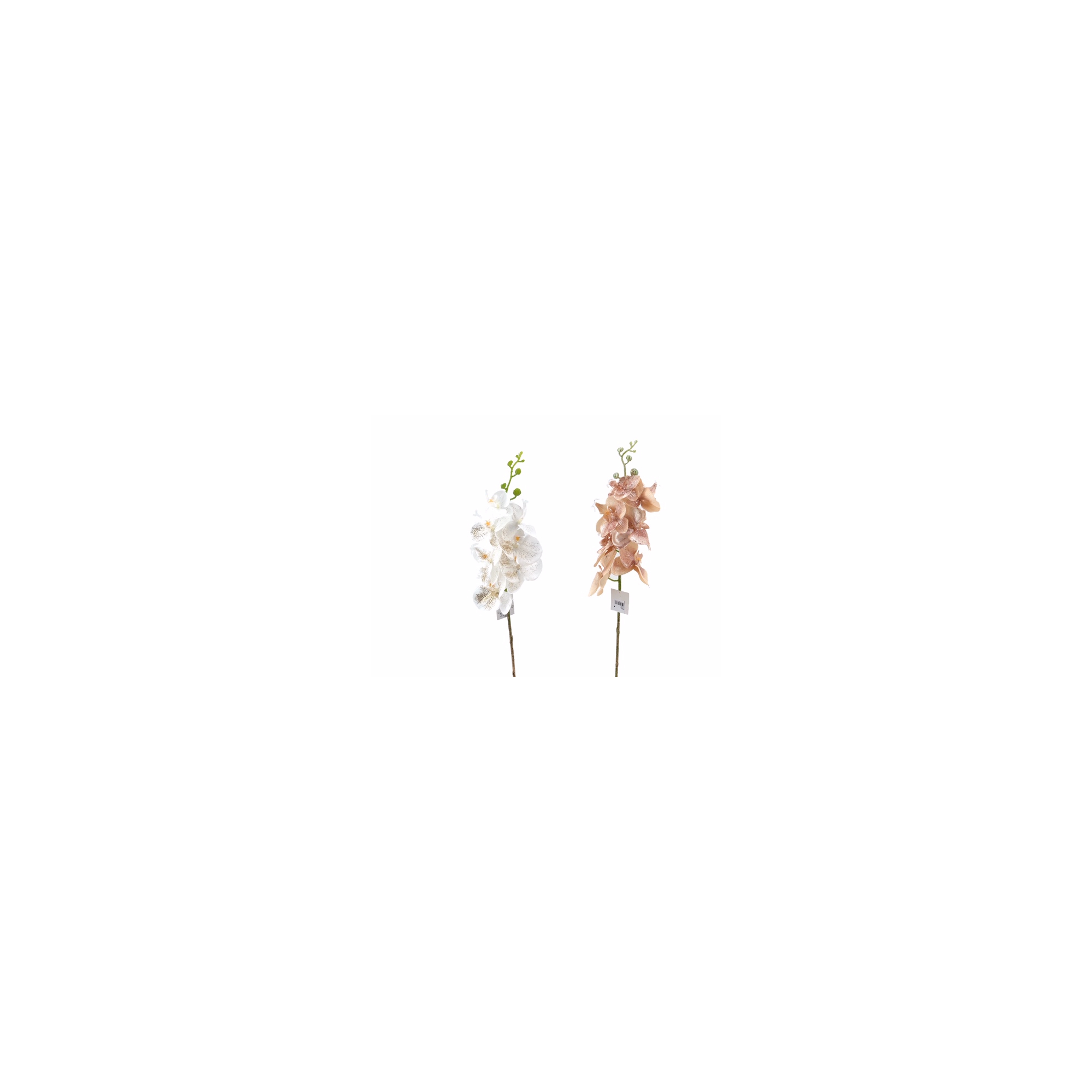 Dekor orchidea ág 88CM glitteres fehér
