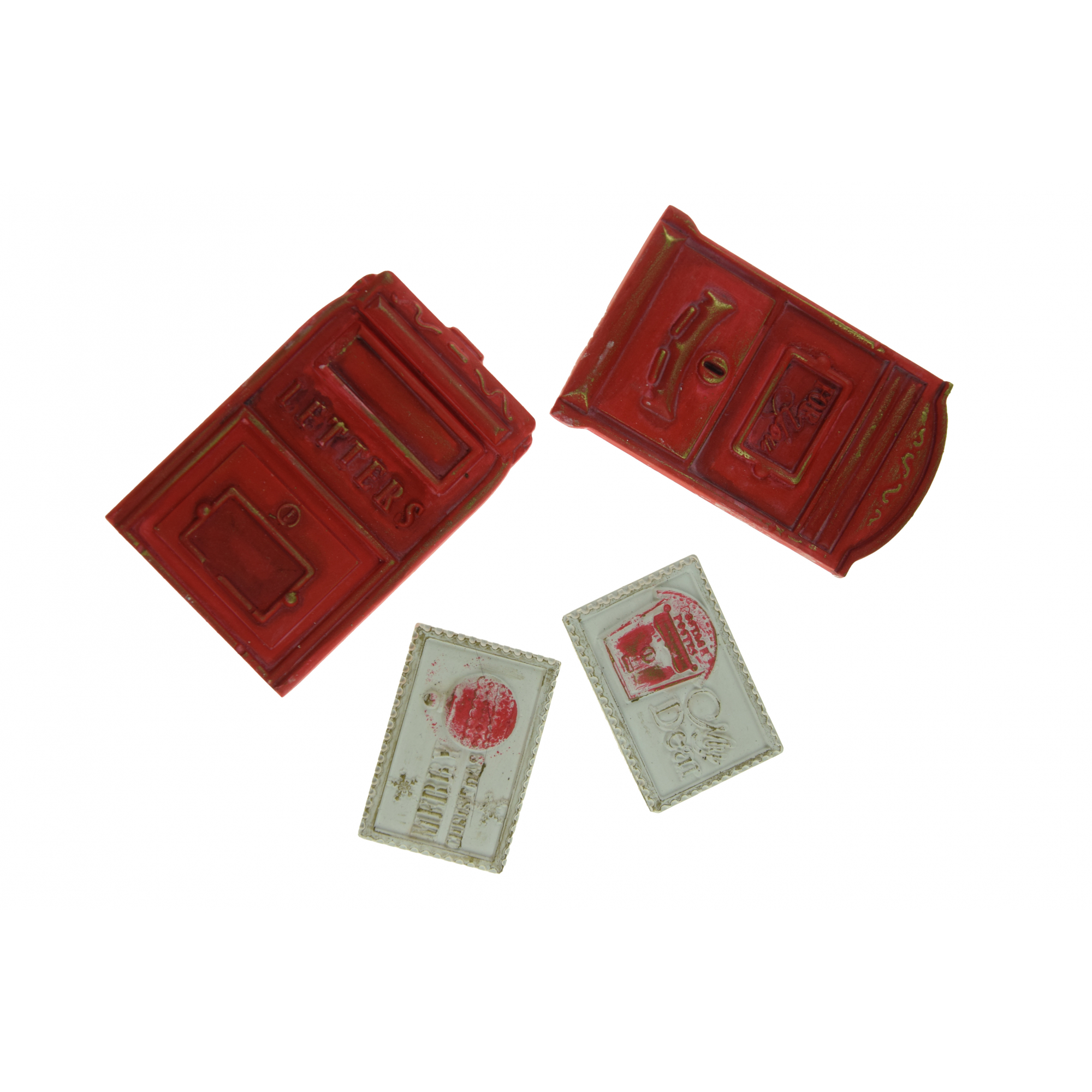 Dekor postaláda gipsz 2D 4,5-7,5cm s/4 piros