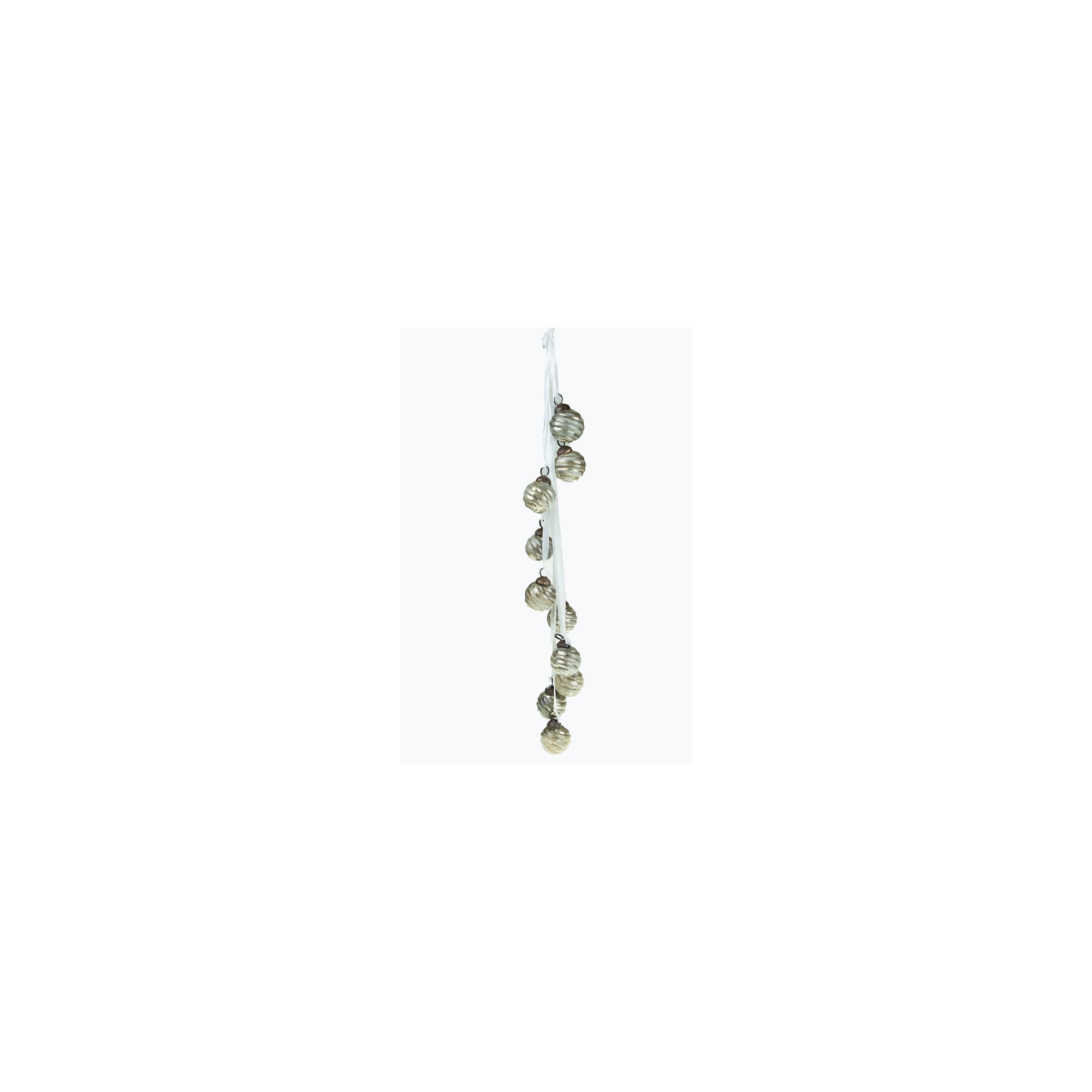 Dekor spirál gömbök szalagon 38cm ezüst