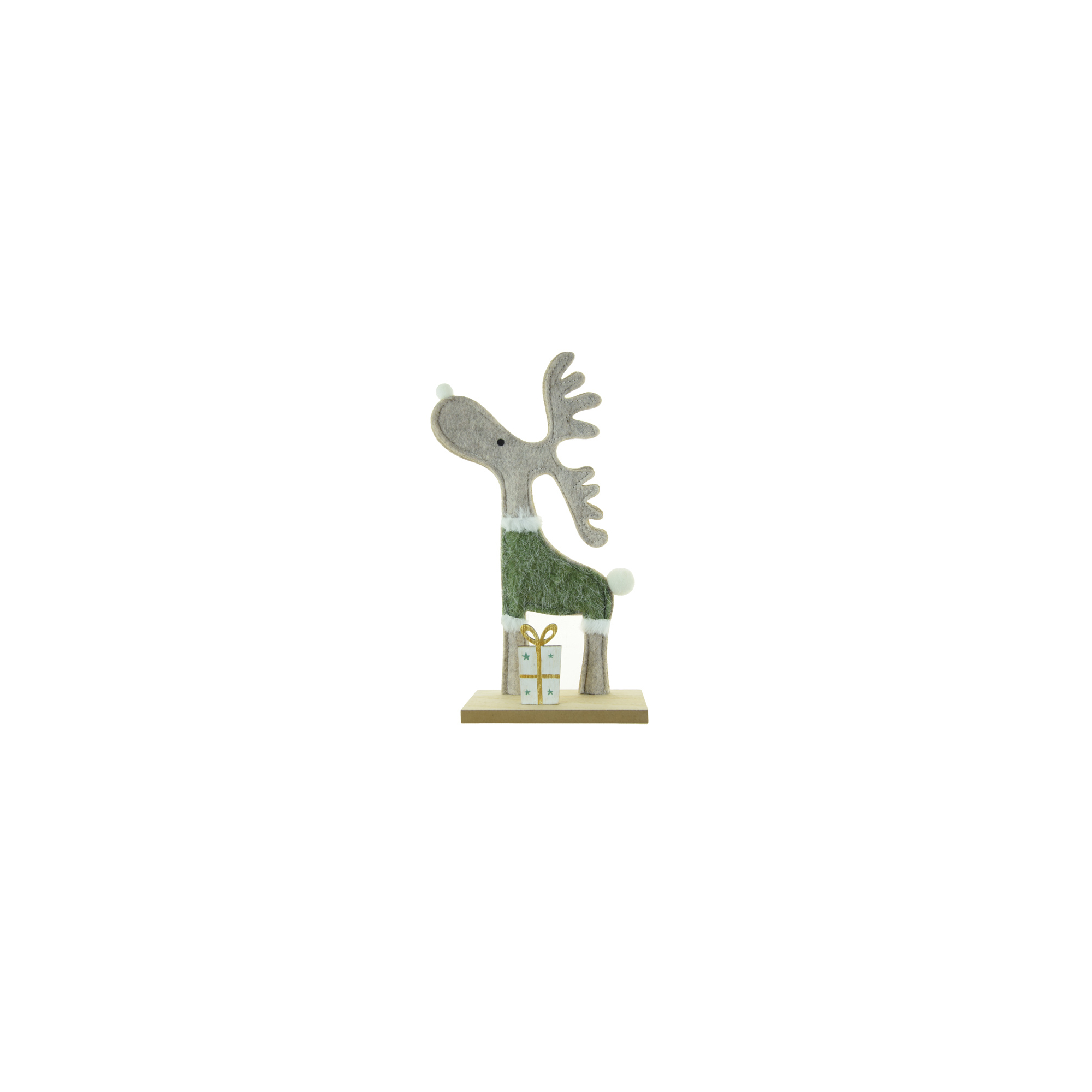 Dekor szarvas filc/fa 2D 15*5*25cm zöld