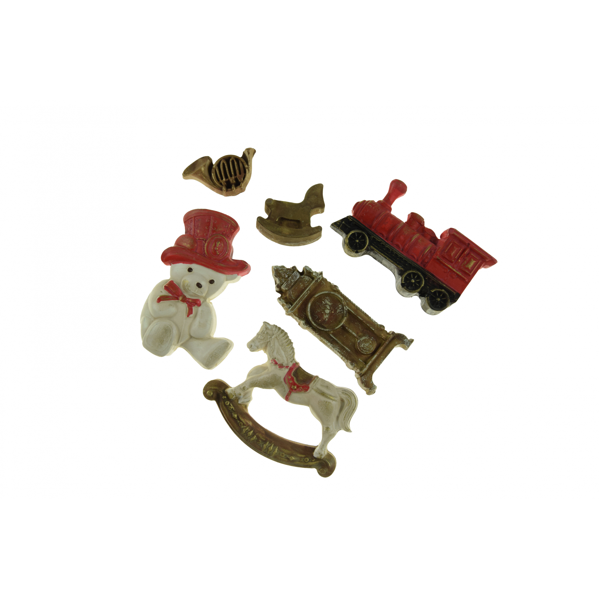 Dekor vonat mix gipsz 2D 3,5-7cm s/6 piros