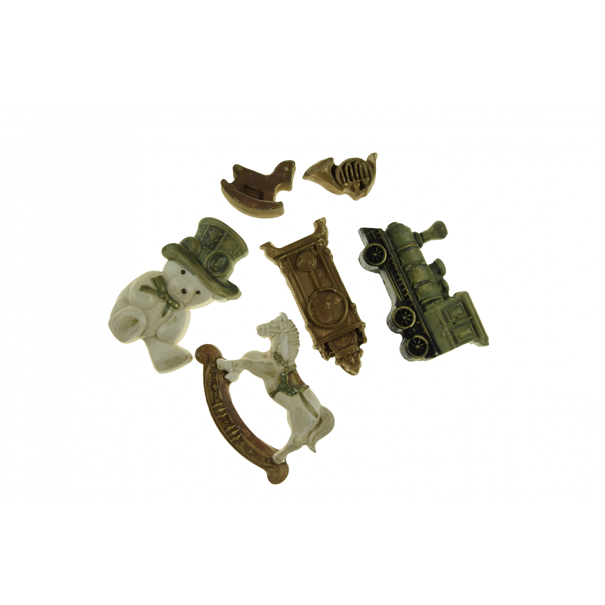 Dekor vonat mix gipsz 2D 3,5-7cm s/6 zöld