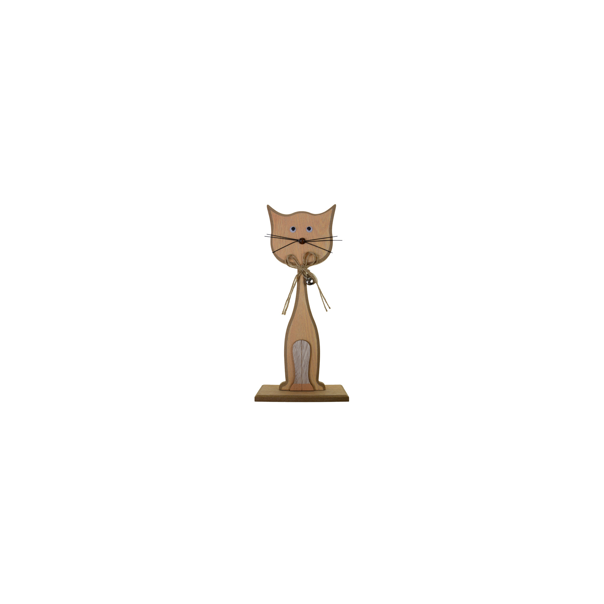 Figura cica fa masnis szívvel 21*14*6CM talpas barna