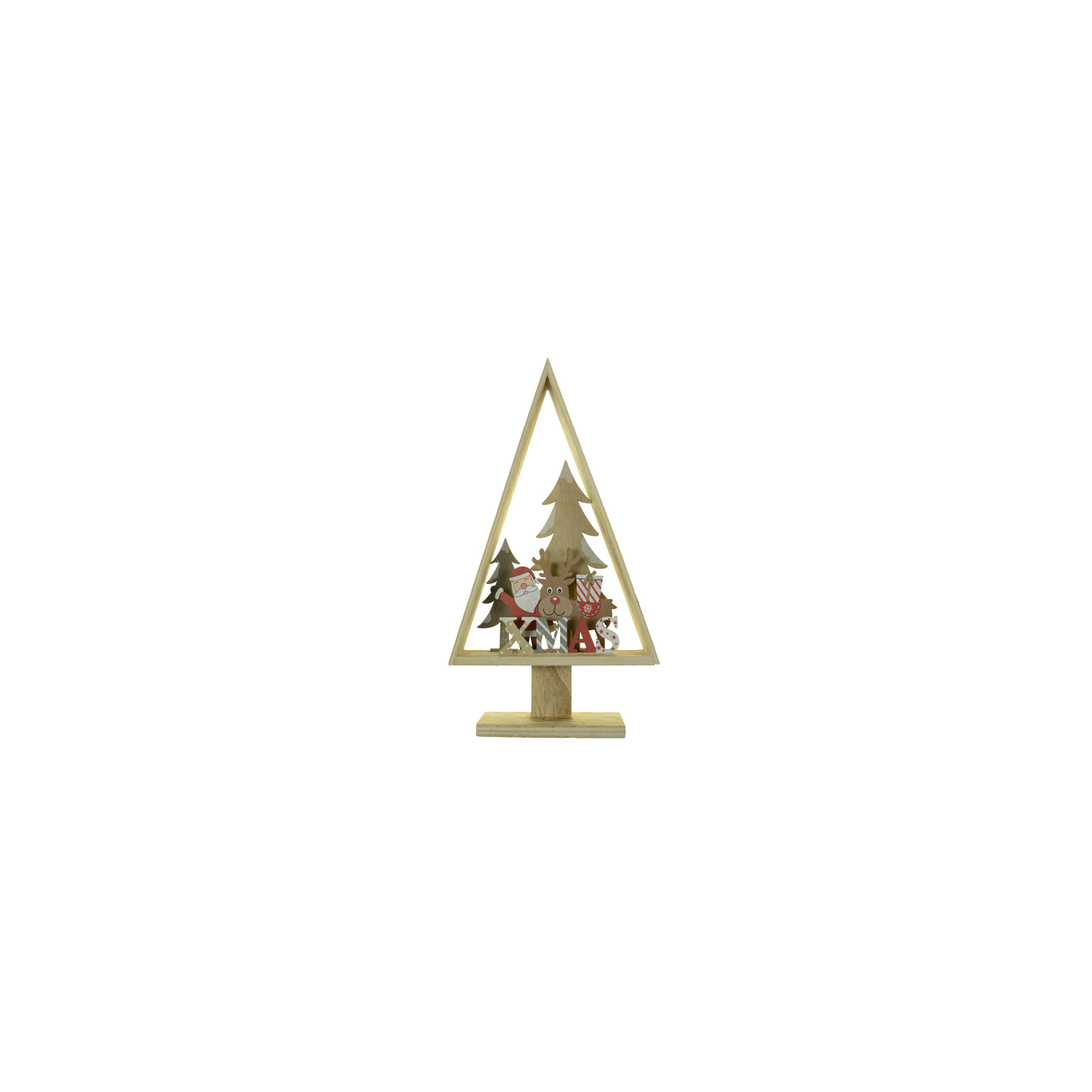 Dekoráció fa 27.5cm Xmas mikulás fenyő formában natúr/piros