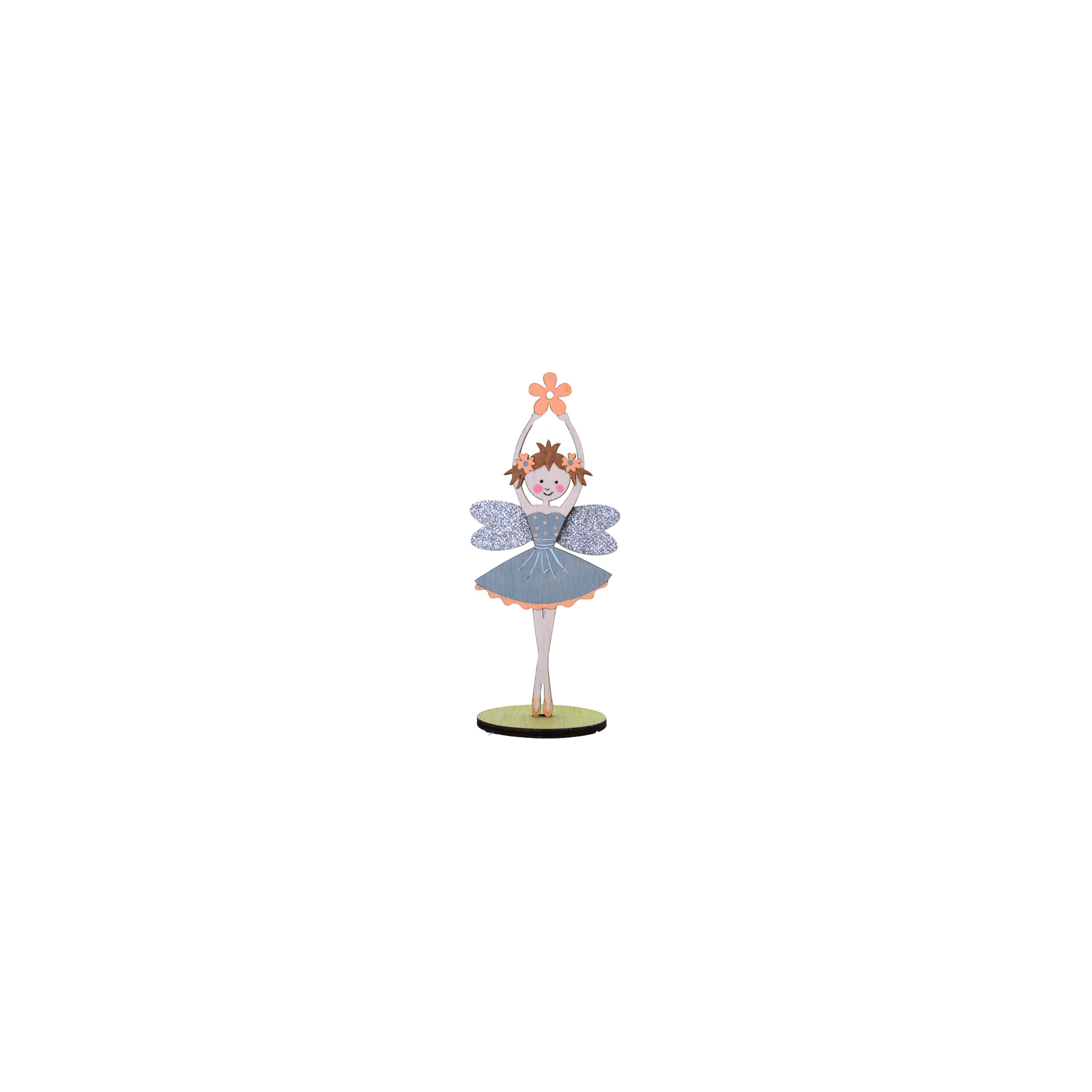 Figura balerina fa virággal 18*7.5*5CM talpas szürke