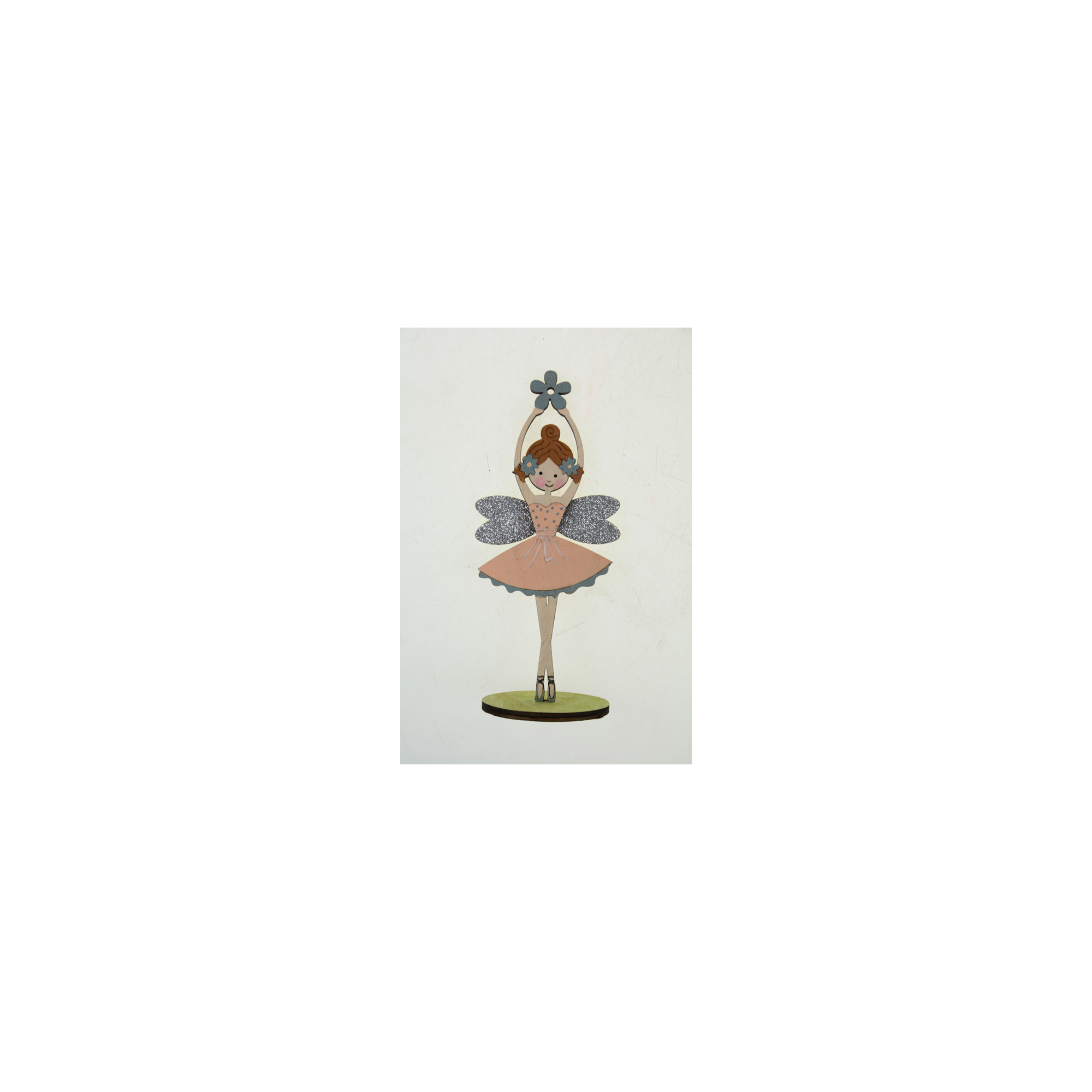 Figura balerina fa virággal 24.5*9.5*6.5CM talpas púder