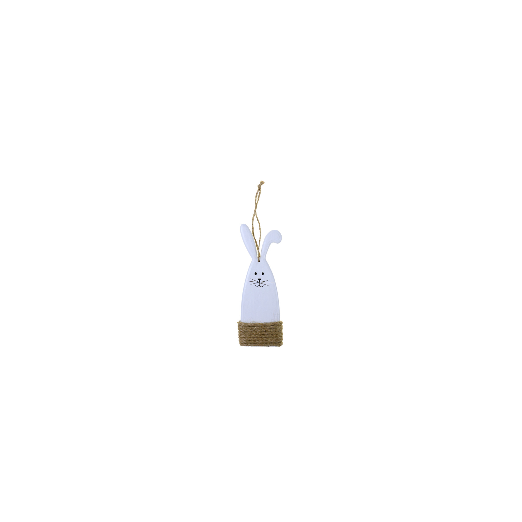 Figura nyúl fa 16*6*1.2CM akasztós fehér