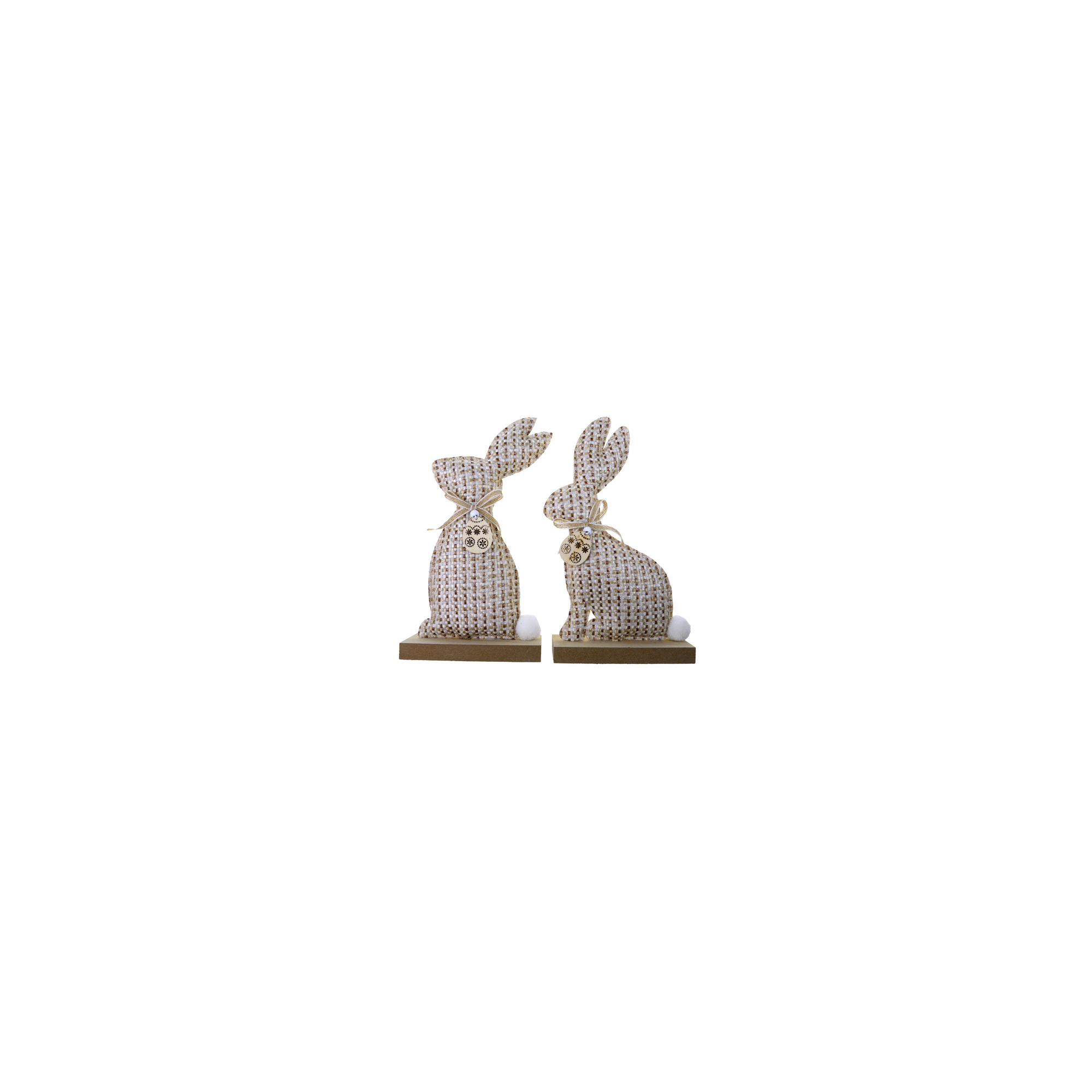 Figura nyúl textil fa talpon 11*5*19CM 2féle natúr