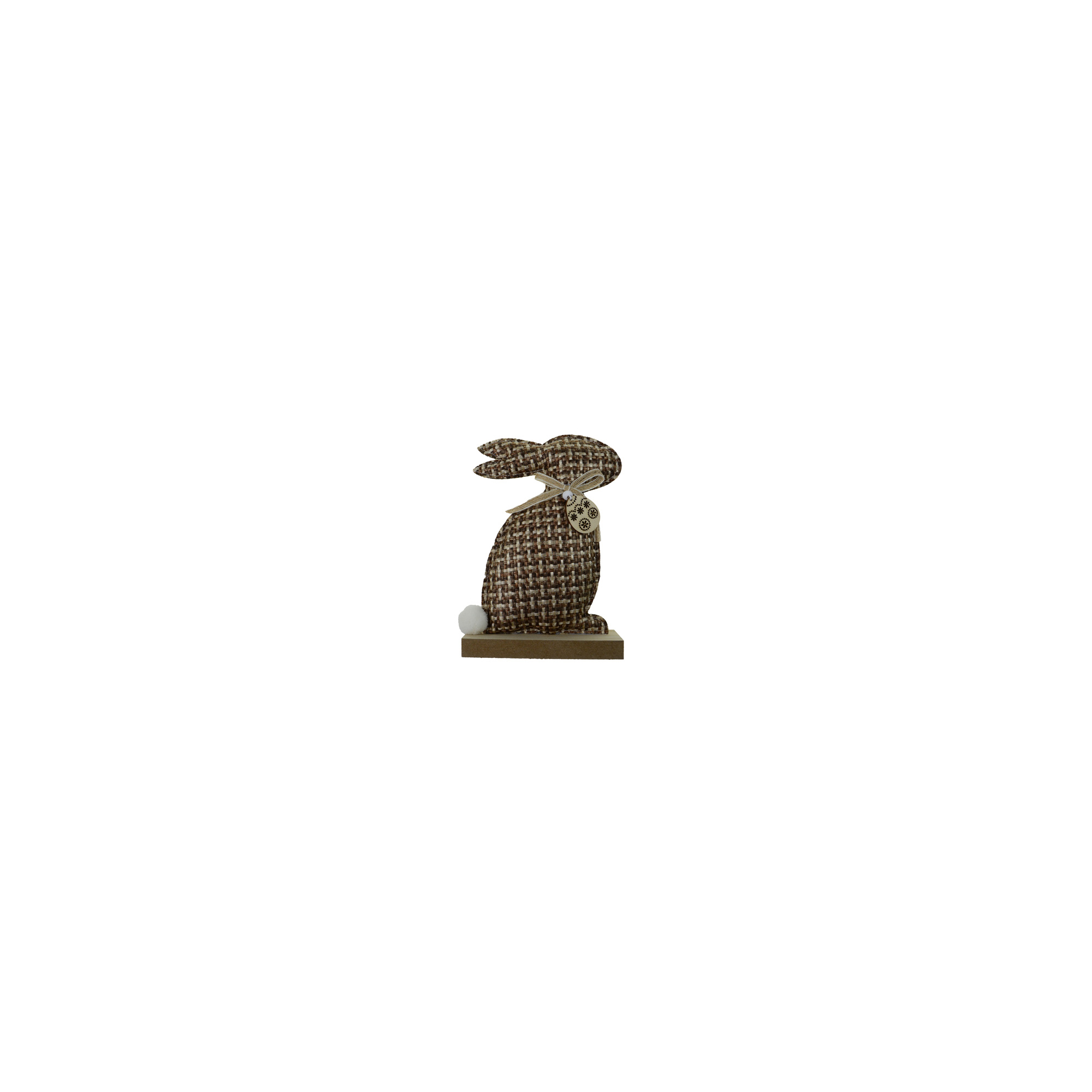 Figura nyuszi textil 15*5*20CM fa talpon natúr