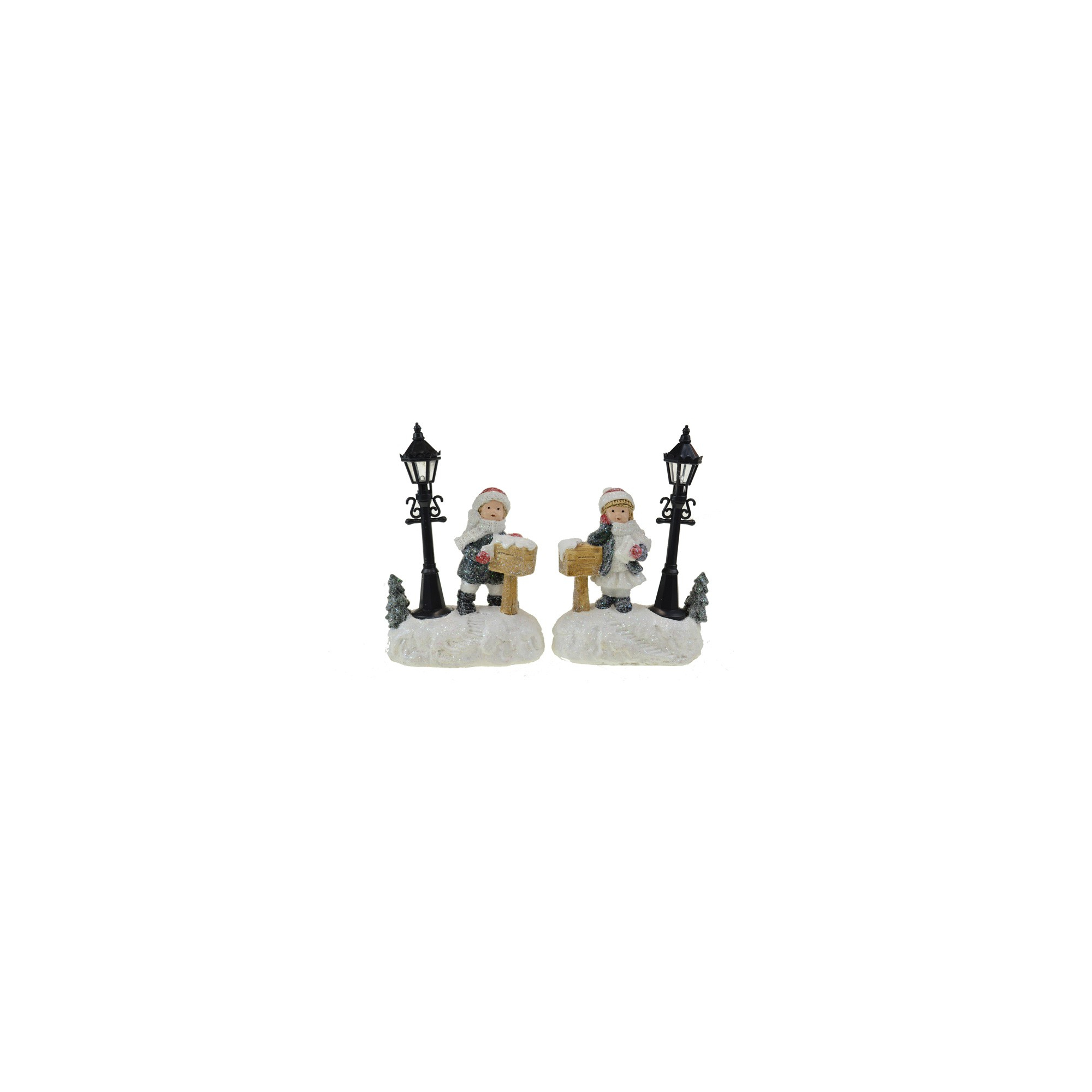 Dekoráció fiú/lány poly LEDes 10*5.7*15cm táblával fehér