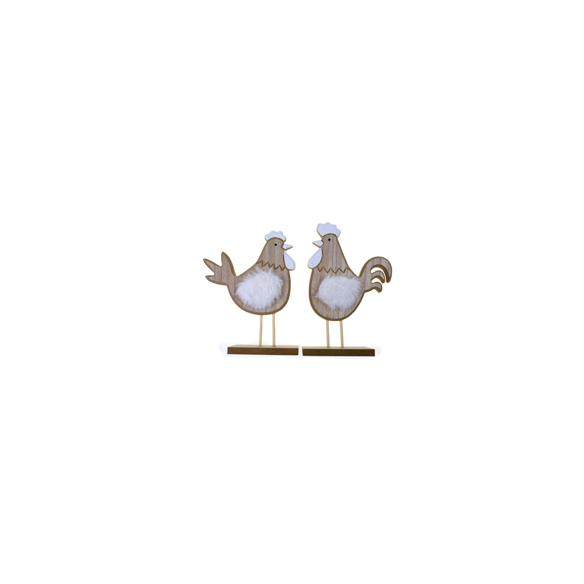 Figura fa tyúk/kakas álló 13*5*18CM talpas natúr