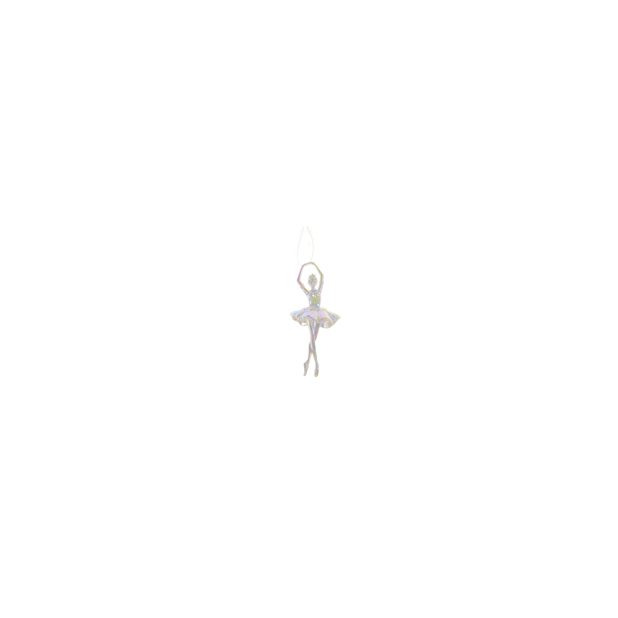 Karácsonyfa dísz balerina akril 16x6cm akasztós fehér