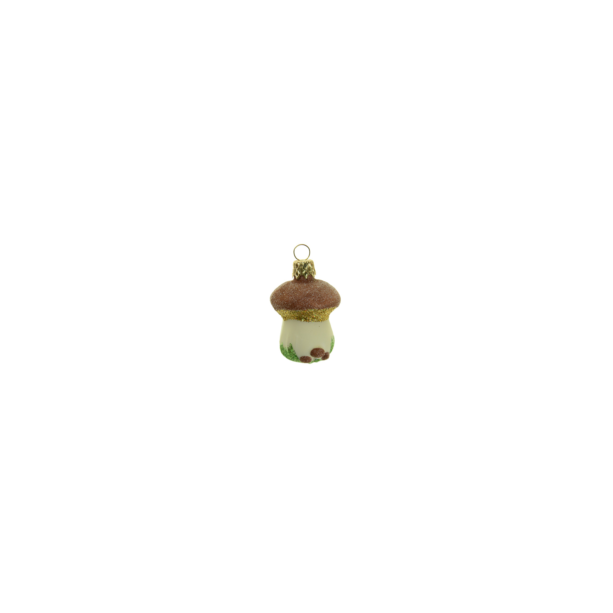 Karácsonyfa dísz gomba üveg 4*6cm barna/krém