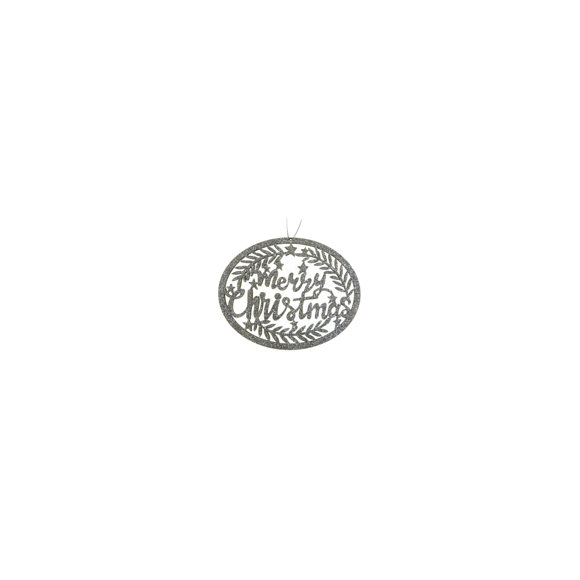 Dekoráció kör fa Merry Ch fenyőágas 18*11*0.5CM akasztós ezüst