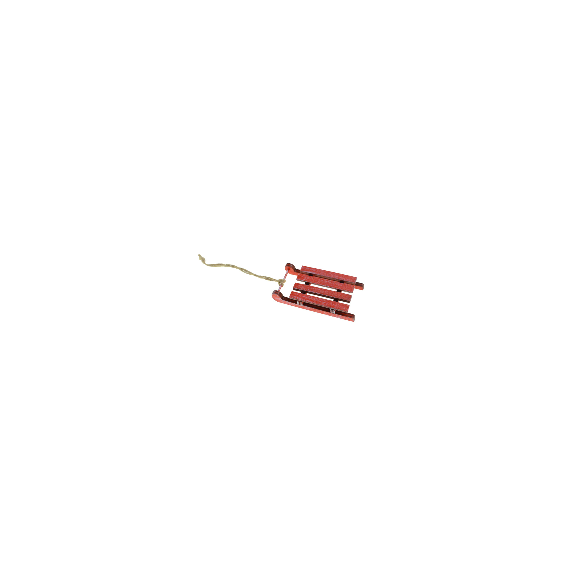 Karácsonyfa dísz szánkó fa 7,5*3,8*1,3cm aksztós piros