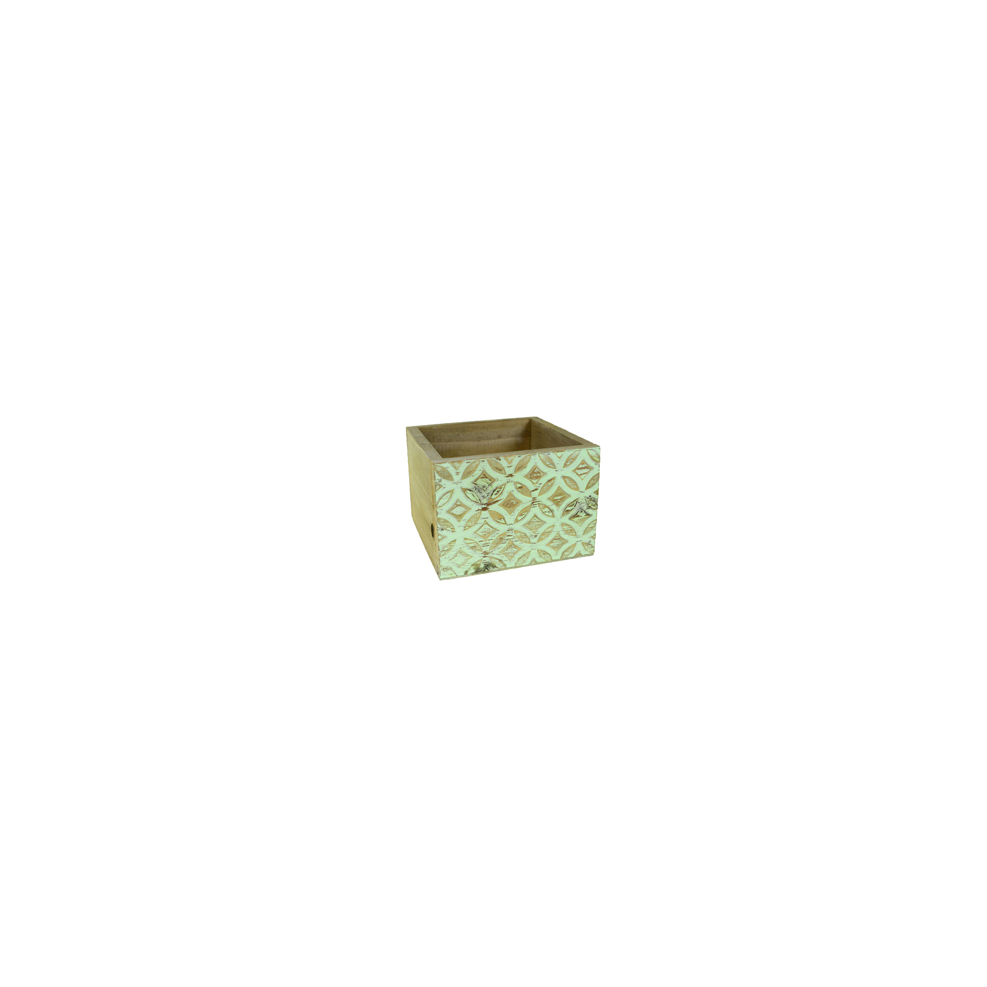Doboz fa 12*12*8.5cm aprókockás zöld