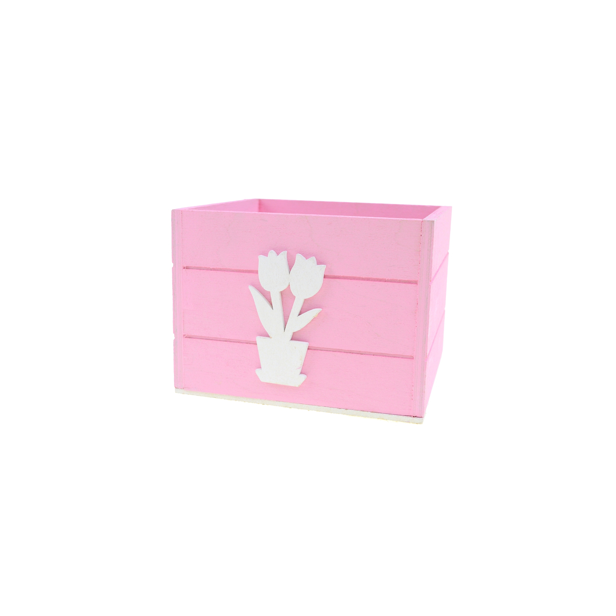 Doboz fa 12,5*12,5*10cm tulipános rózsaszín