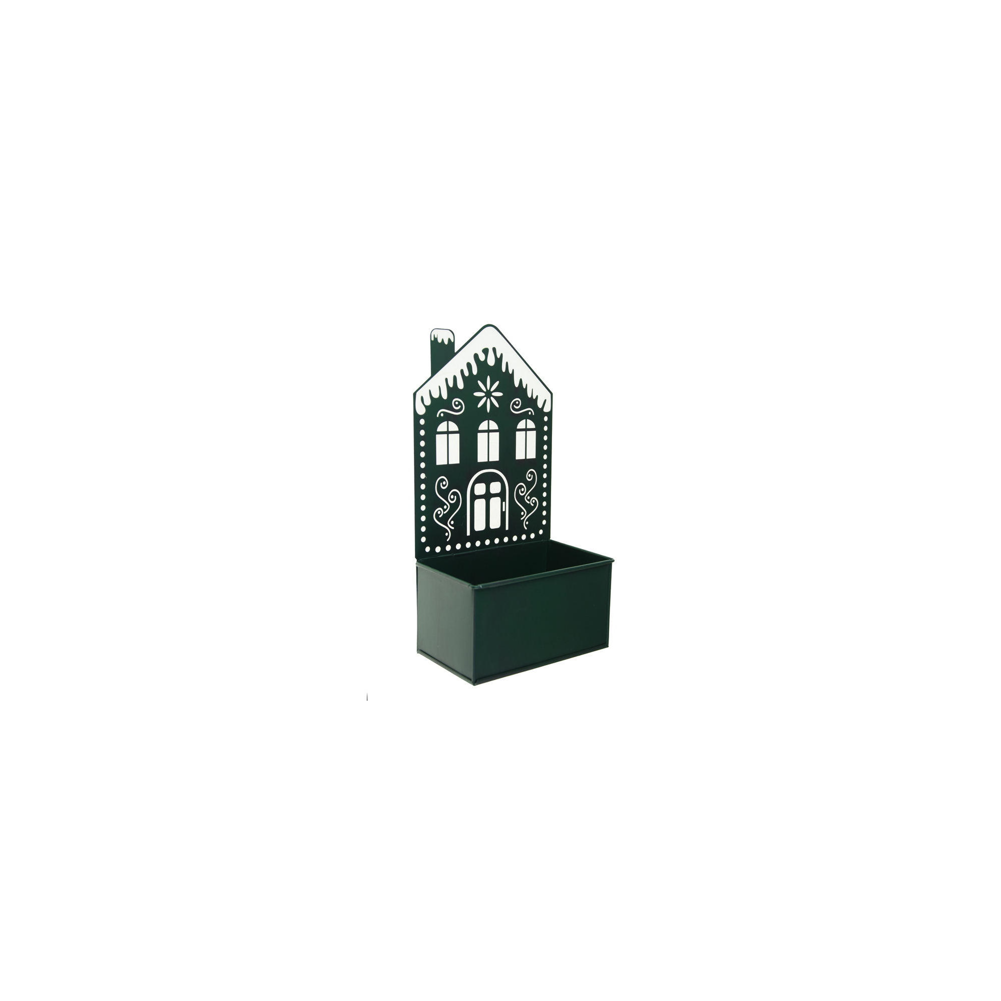 Doboz fém 15*9*8/28cm házzal zöld