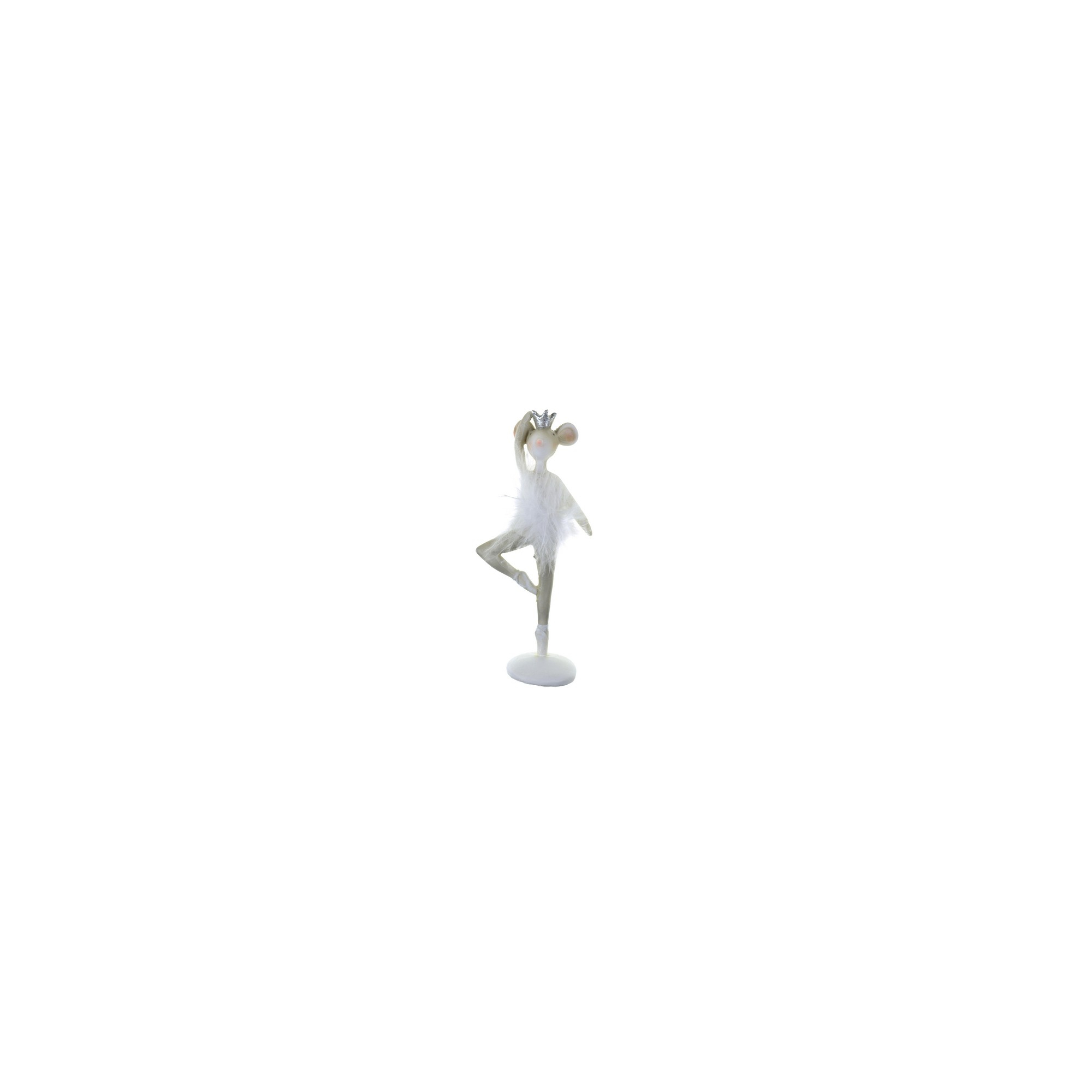 Figura egér poly táncos 8*5*17,5cm fehér