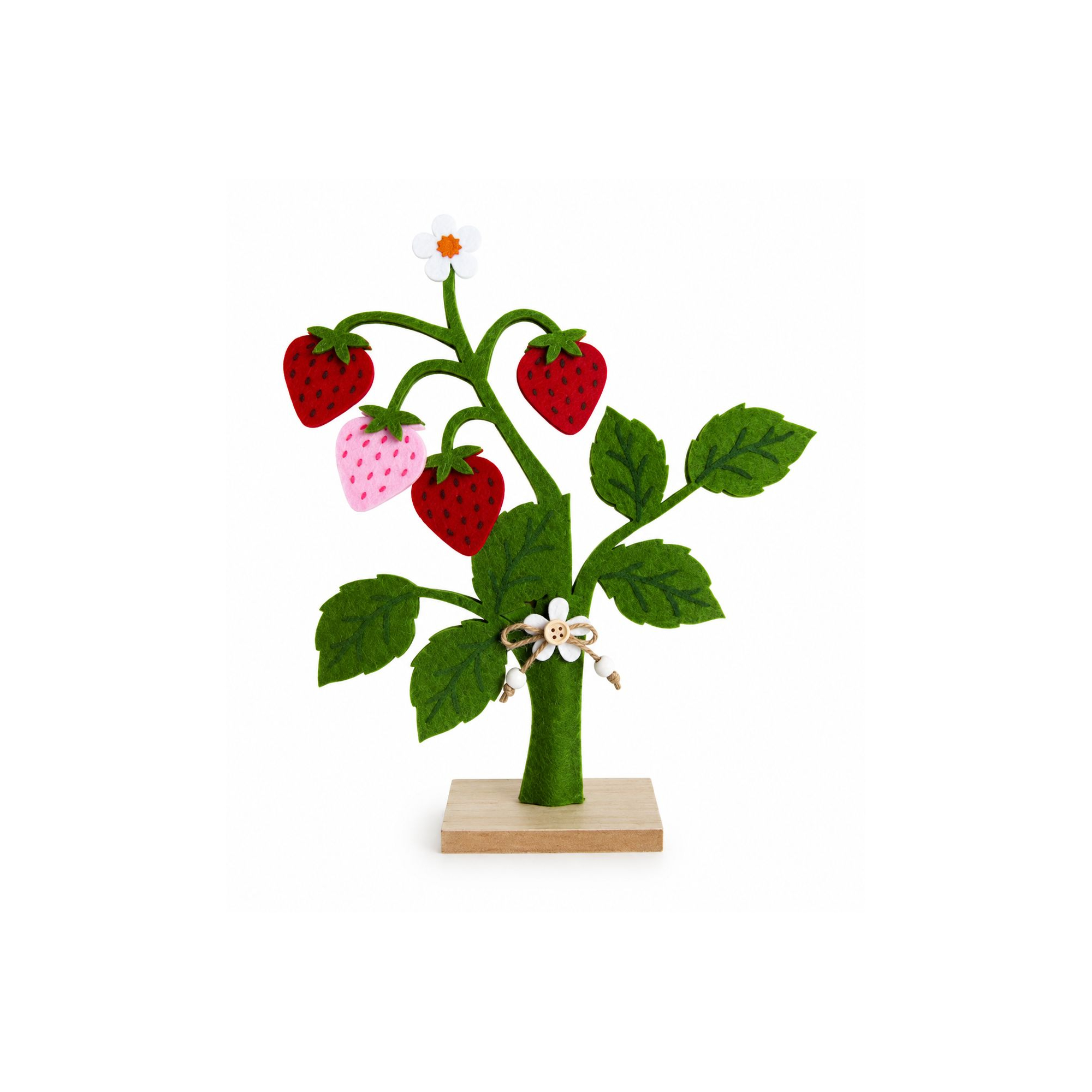 Eper filc/fa 25.5x4x31cm 2D piros/zöld
