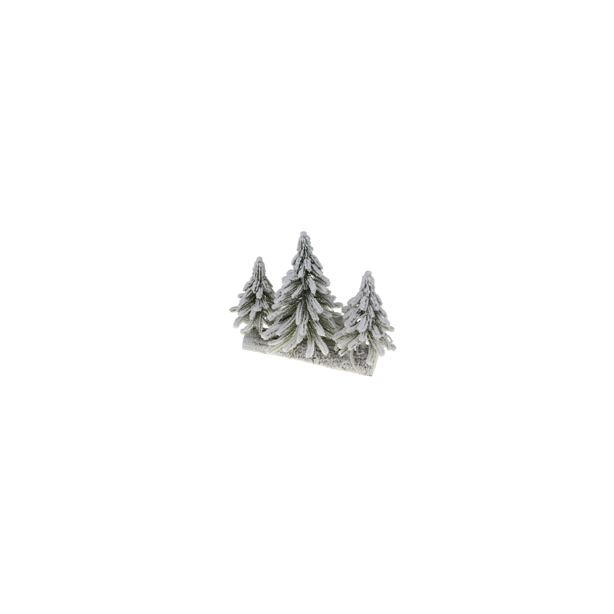 Fenyő PE 35X15X26CM fa talpon havas zöld
