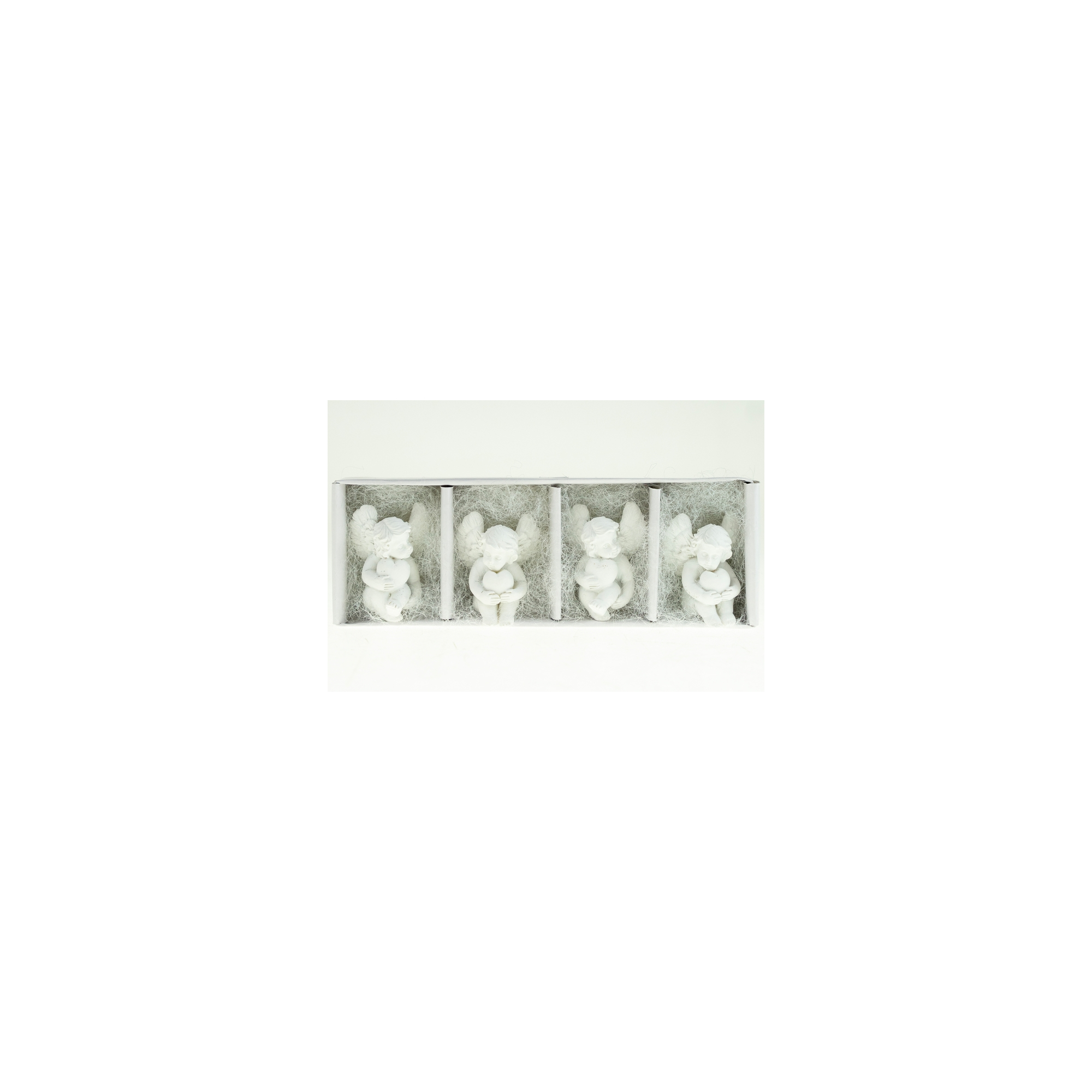 Figura angyal poly 3,5cm s/4 szívvel többféle fehér