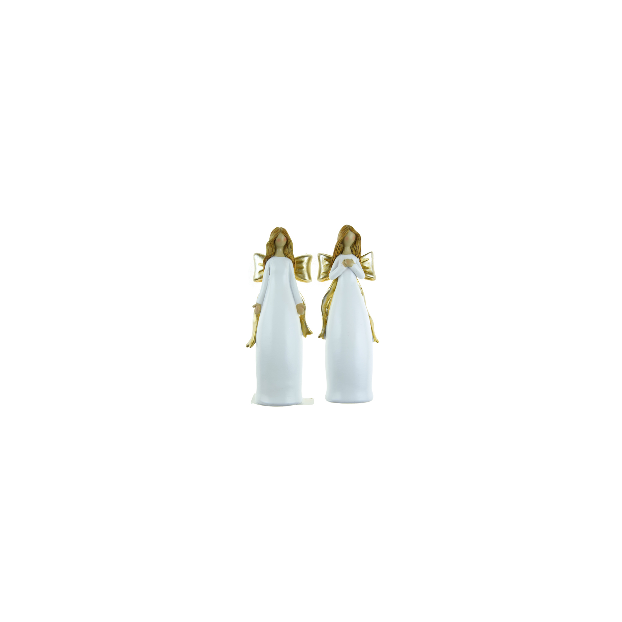 Figura angyal poly 4.8*3.5*14cm 2féle fehér/arany