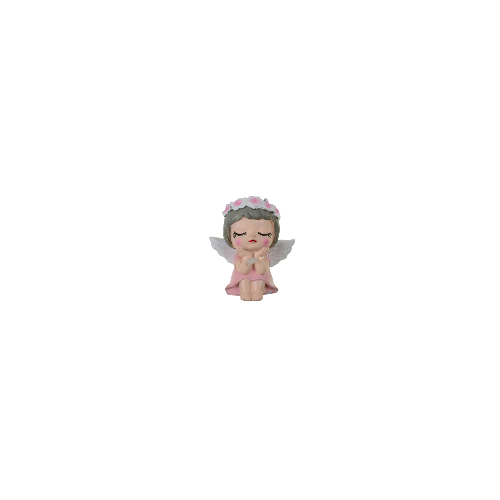 Figura angyal poly 6.5*4.5*7cm ülő rózsaszín
