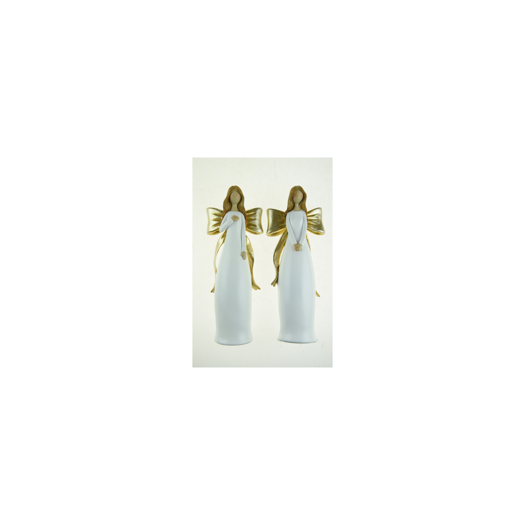 Figura angyal poly 7.5*4.5*19cm 2féle fehér/arany