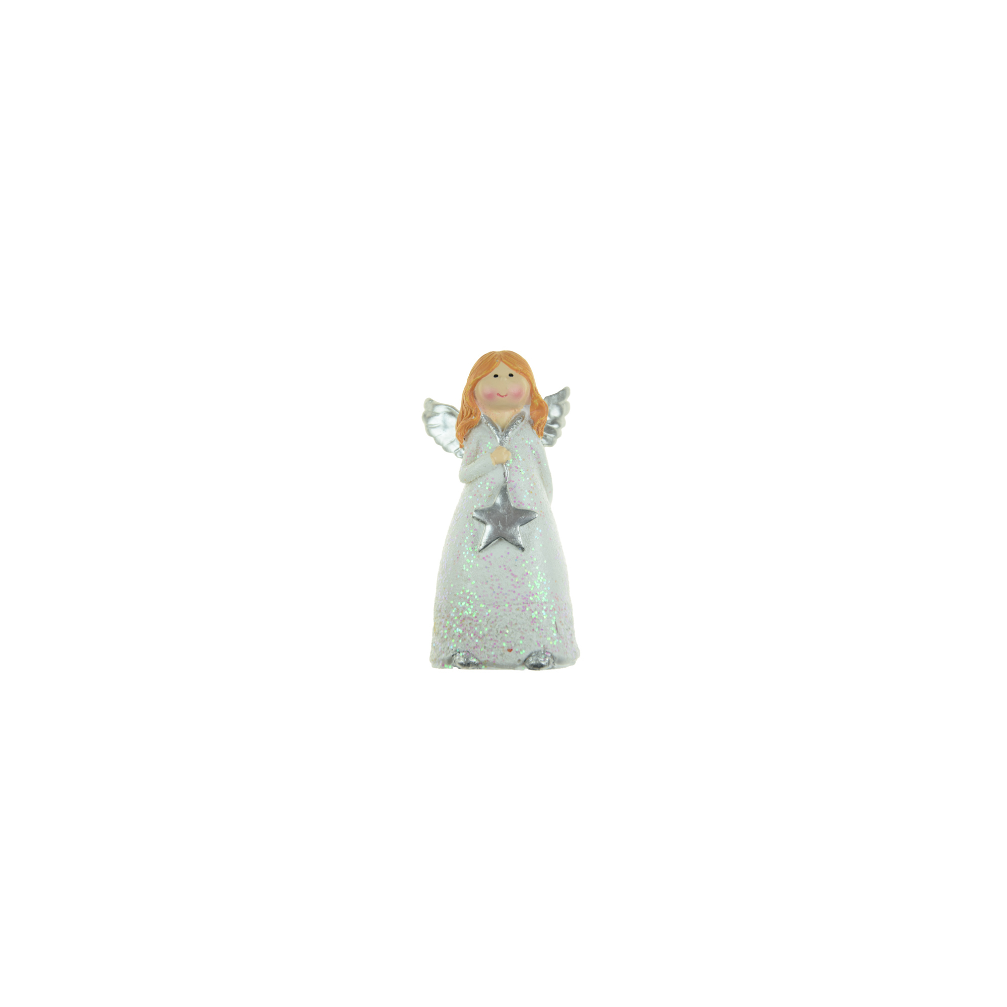 Figura angyal poly 8,8cm ezüst