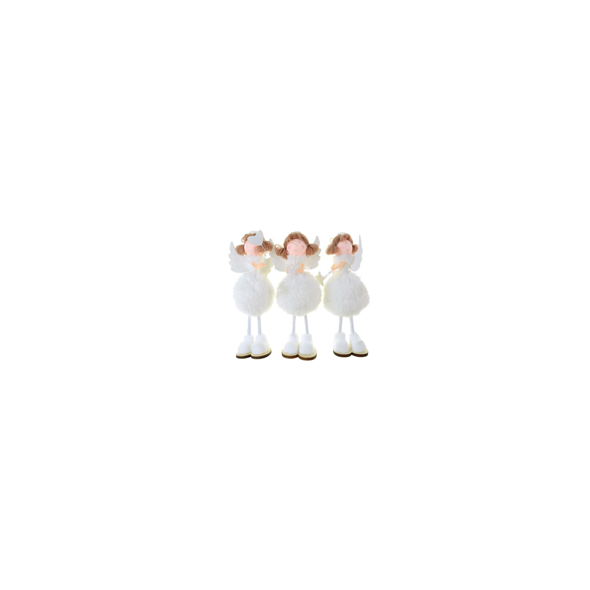 Figura angyal textil 16 cm álló 3 féle fehér