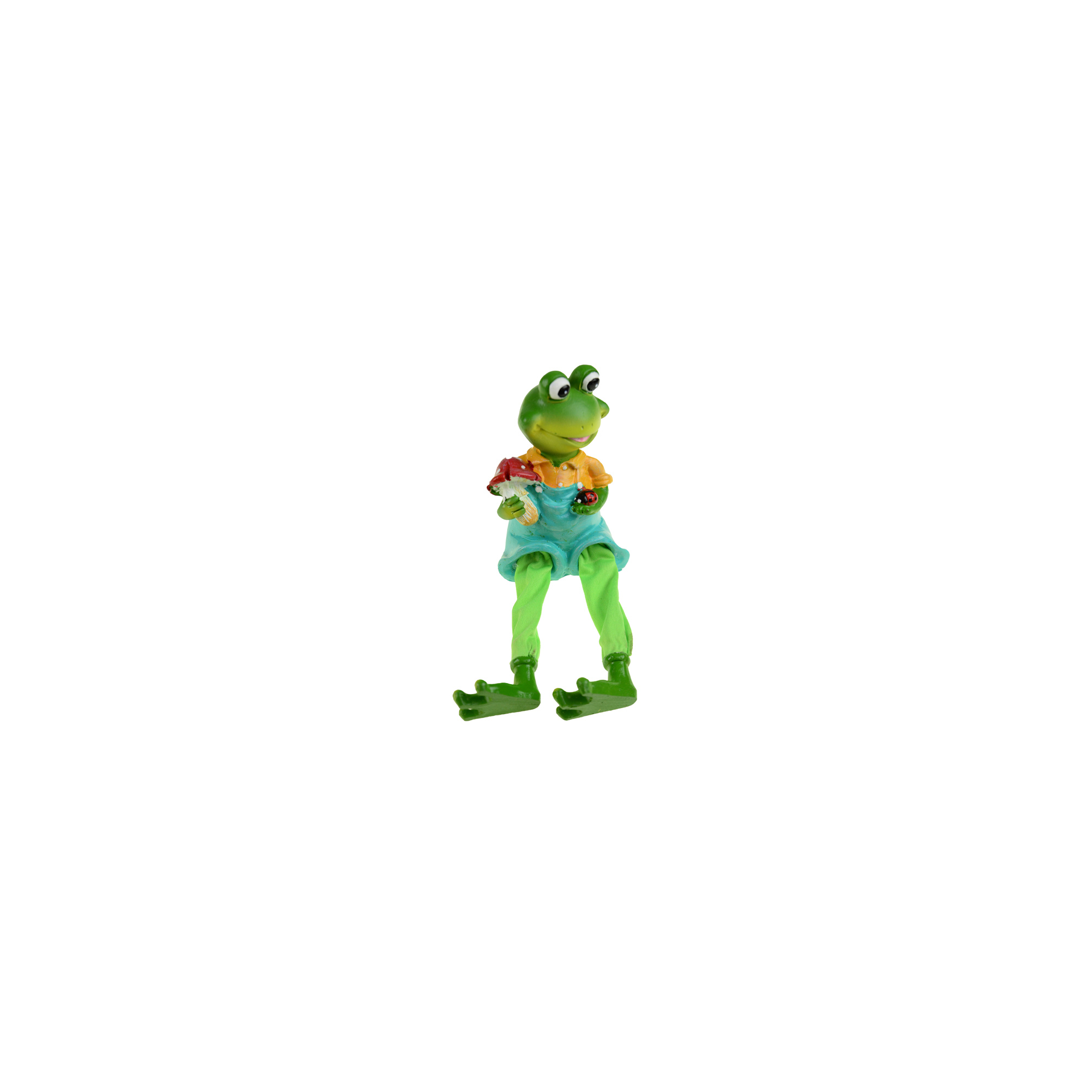 Figura béka poly 11cm ülő kék