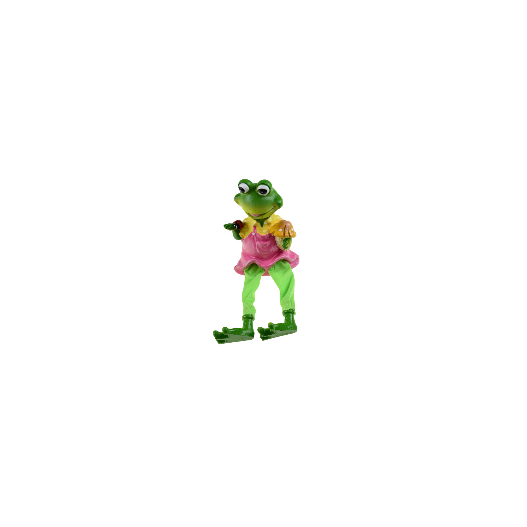 Figura béka poly 11cm ülő rózsaszín