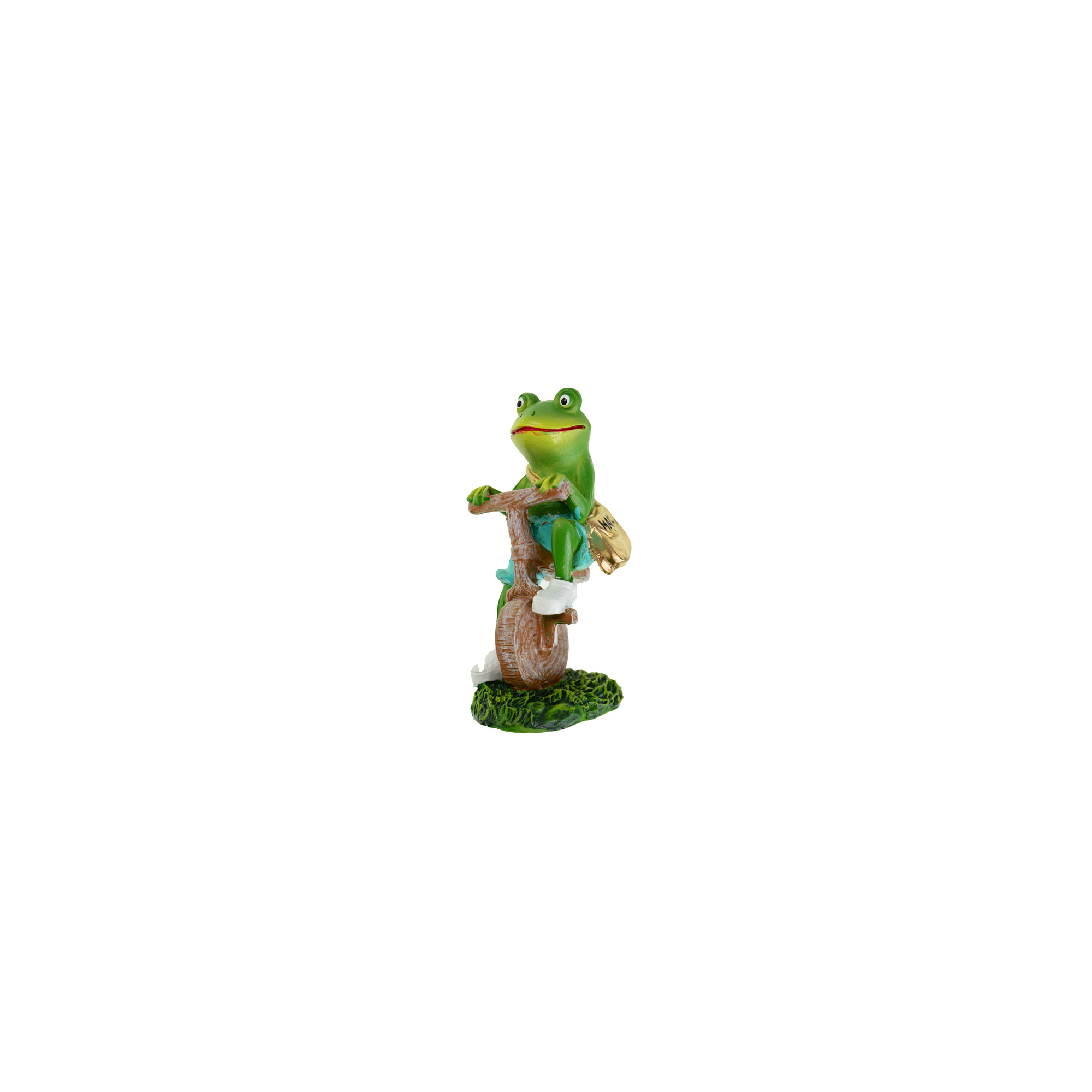 Figura béka poly 12cm biciklin zöld