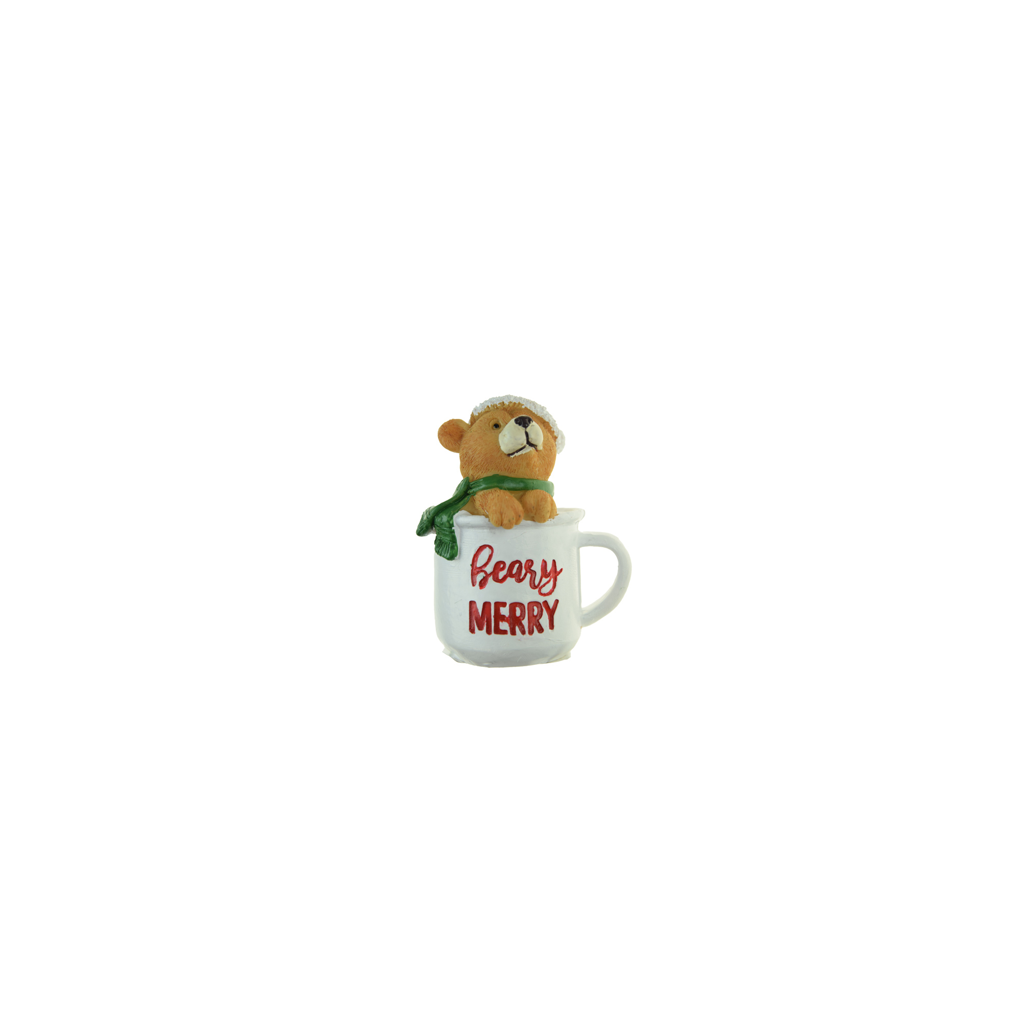 Figura bögre poly medvével 8,7cm fehér