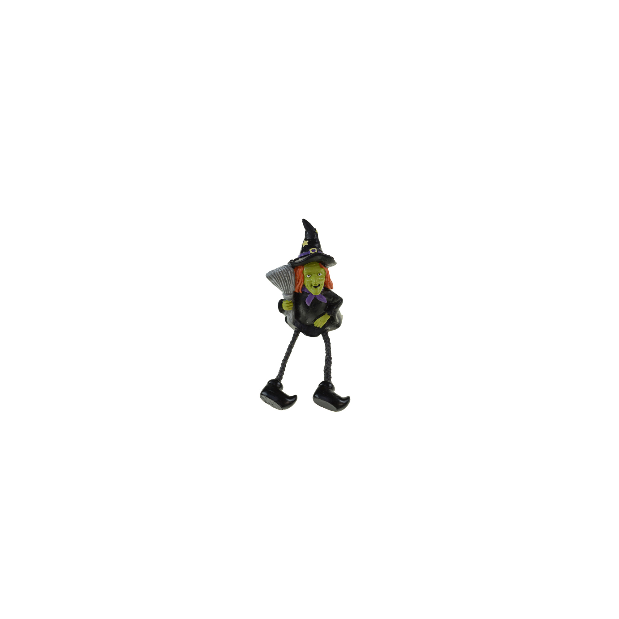 Figura boszorkány poly 6,2*4,1*9,2 cm lógólábú fekete