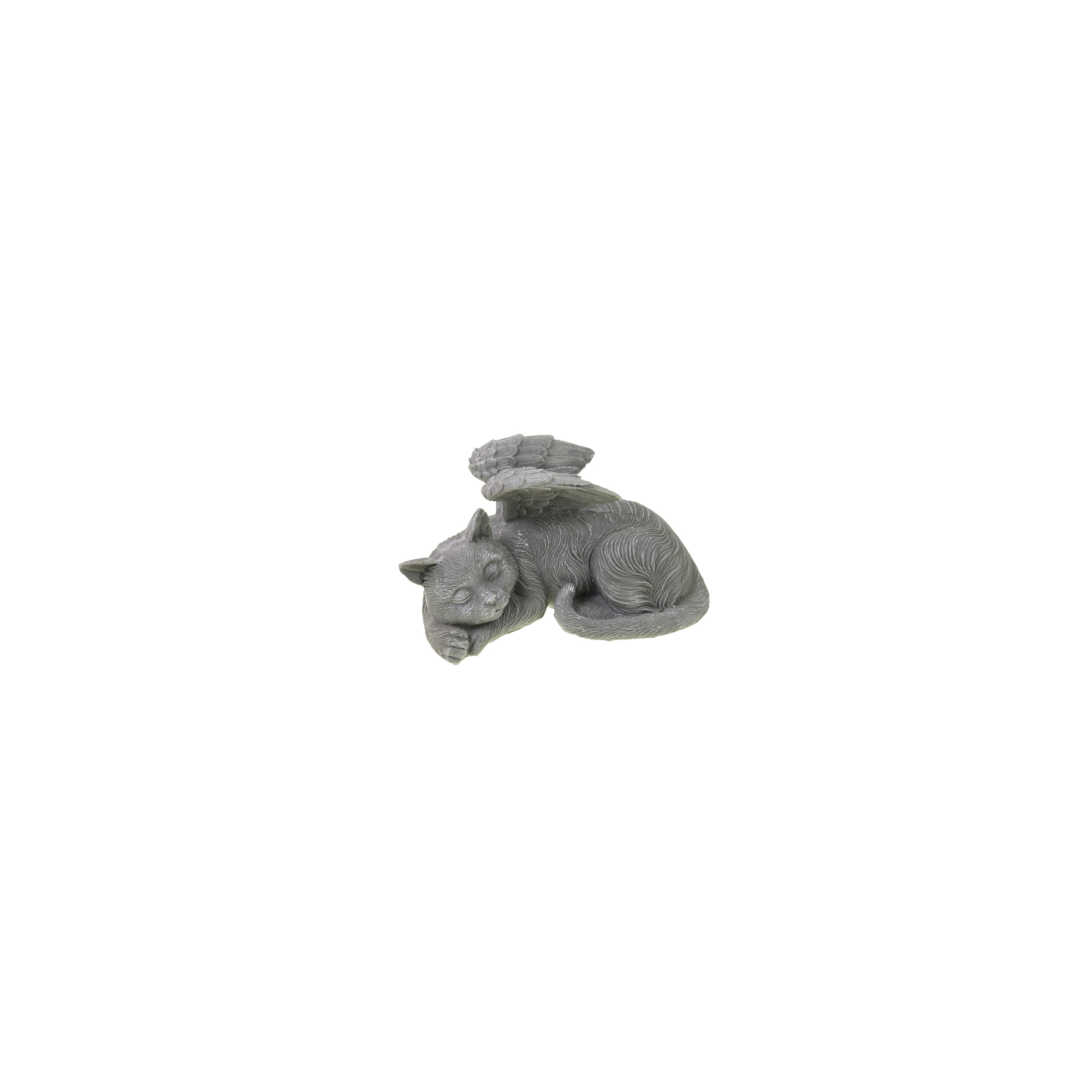 Figura cica poly angyalszárnyakkal 25.5x14x12.5cm szürke