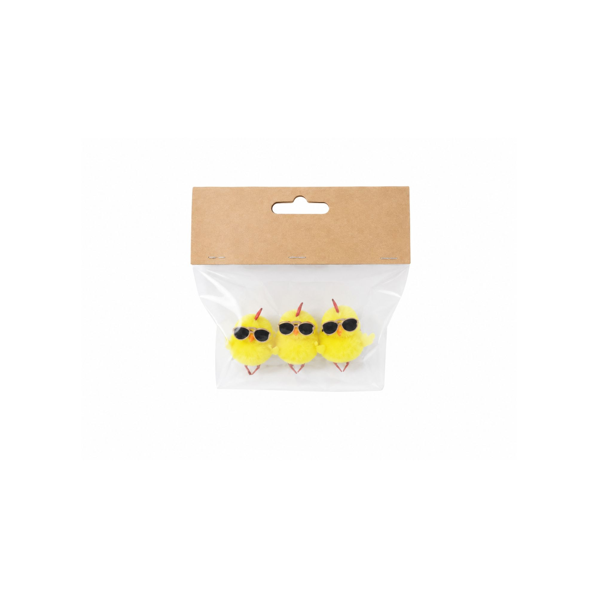 Figura csibe textil 12cm s/3 napszemüveggel sárga