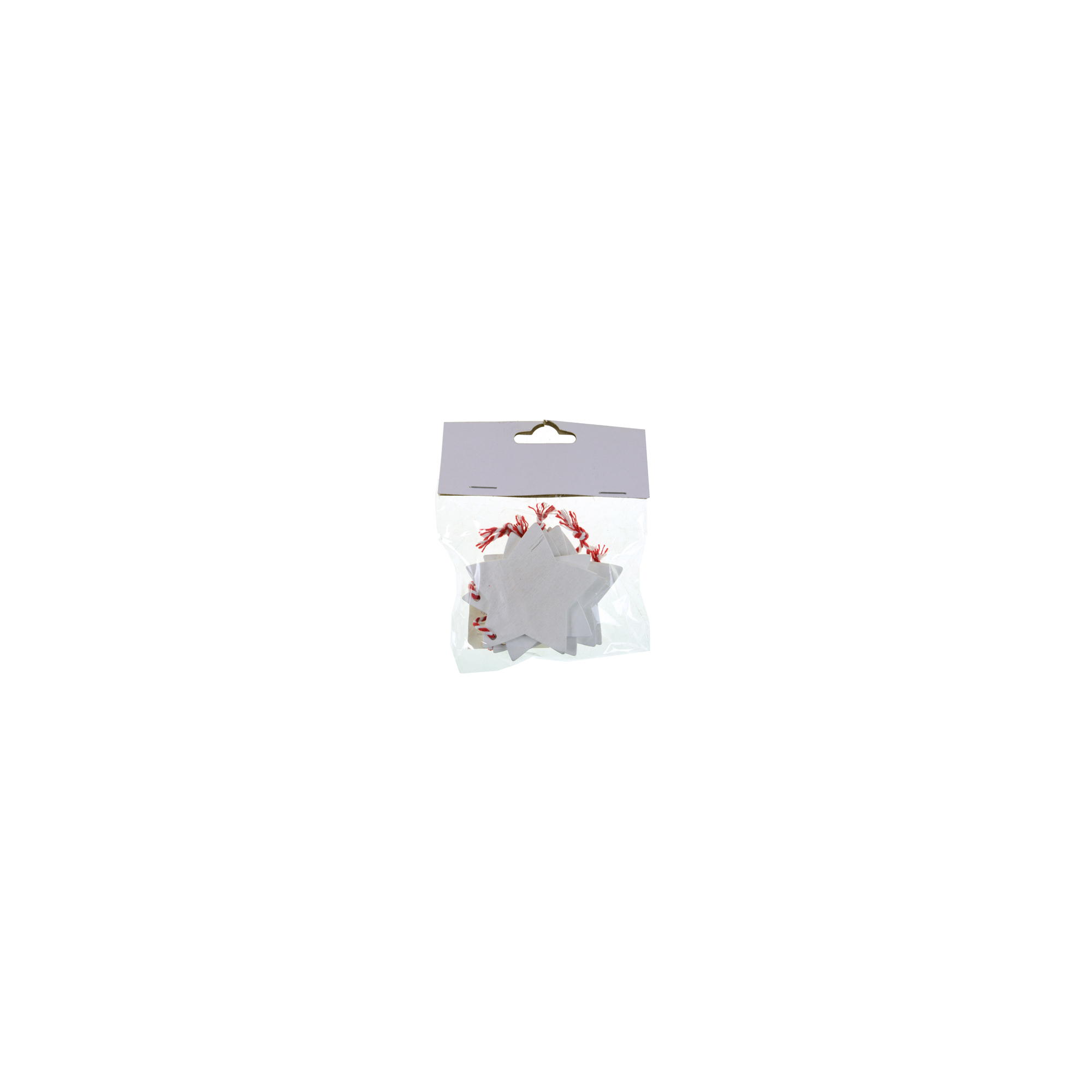 Figura csillag fa 6cm s/6 akasztós fehér