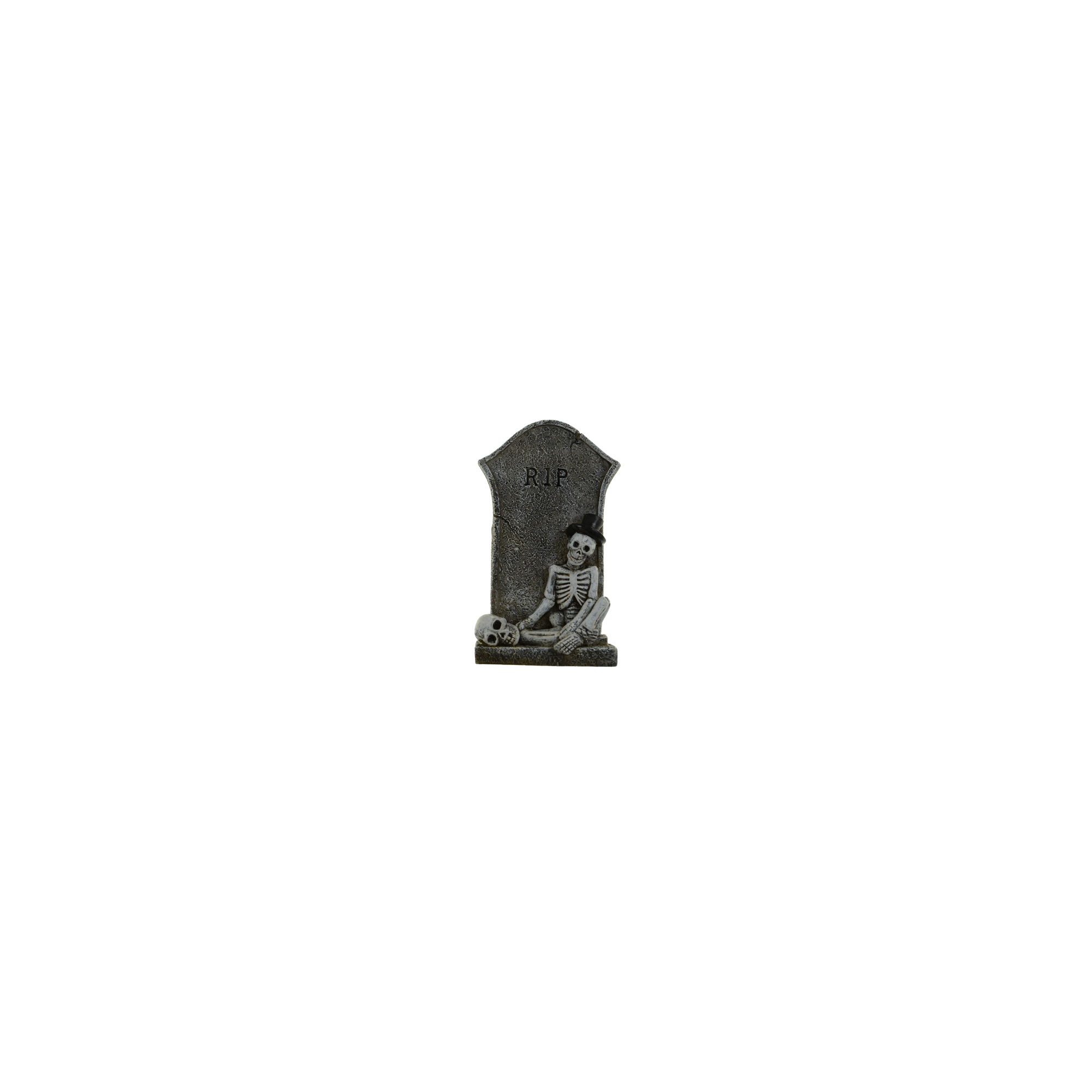 Figura csontváz poly kalapos 7,4*3,4*12,5cm sirkővel szürke