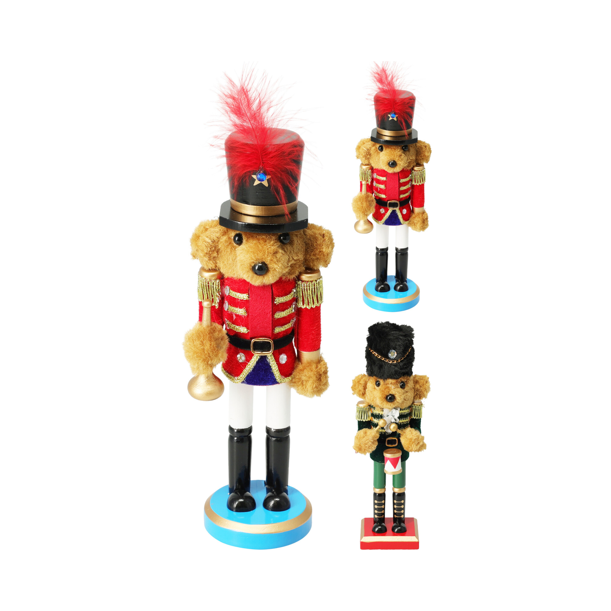 Figura diótörő maci fa 25cm 2féle piros