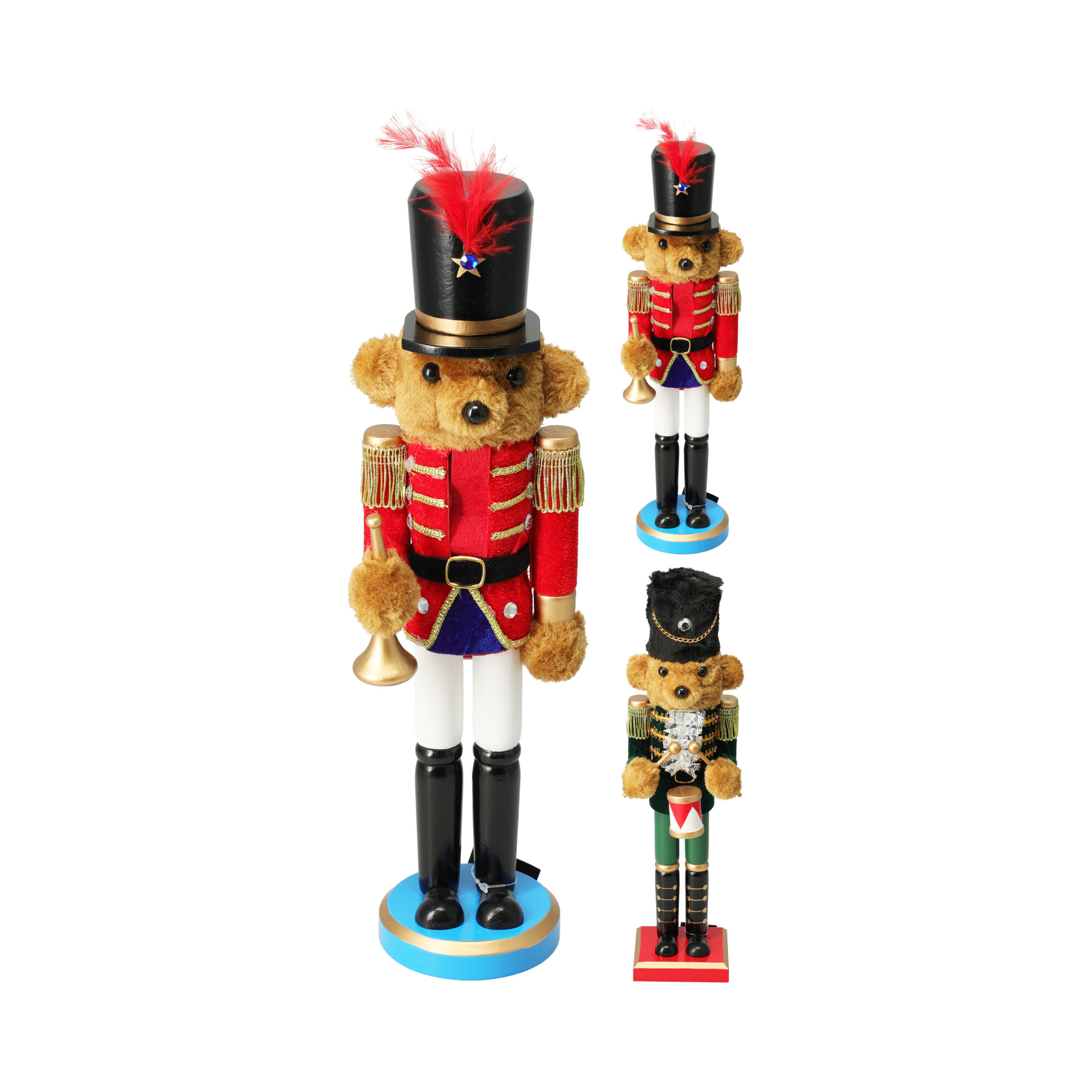 Figura diótörő maci fa 38cm 2féle piros