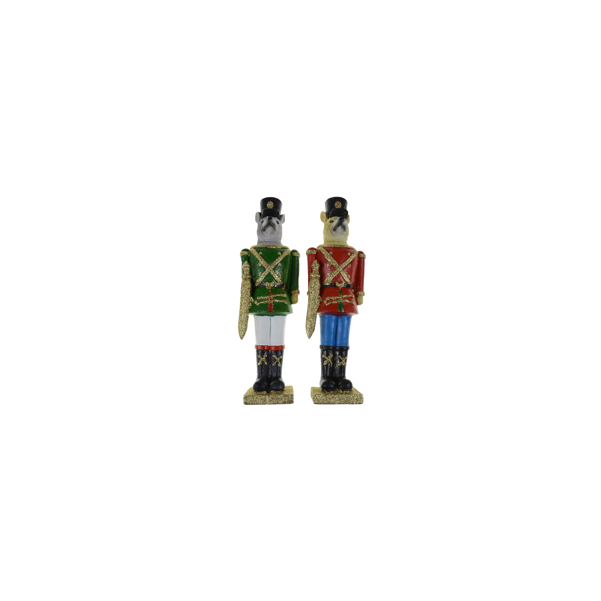 Figura diótörőkutya poly 8*6*27 cm 2féle zöld/piros