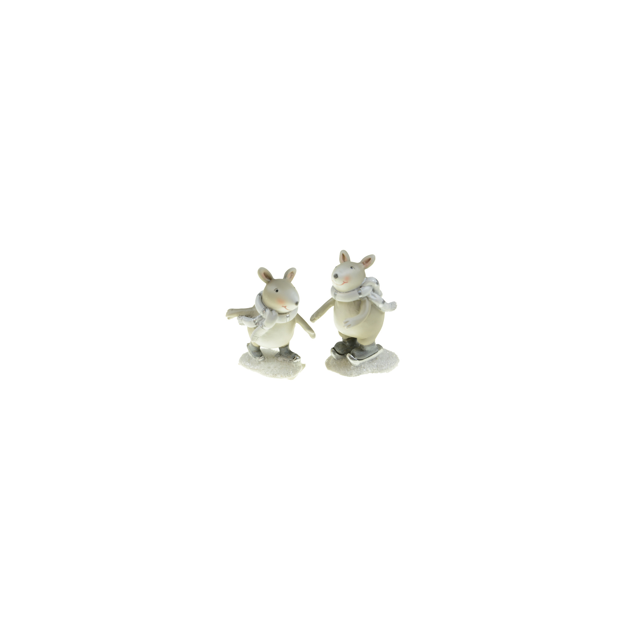 Figura egér poly fehér sálban 6*4*8.5cm 2féle fehér/ezüst