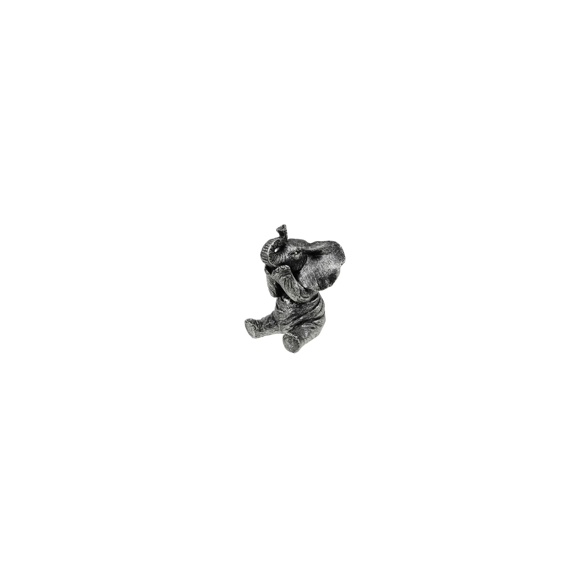 Figura elefánt borjú poly 10.9*10.2*13.9cm ülő szürke